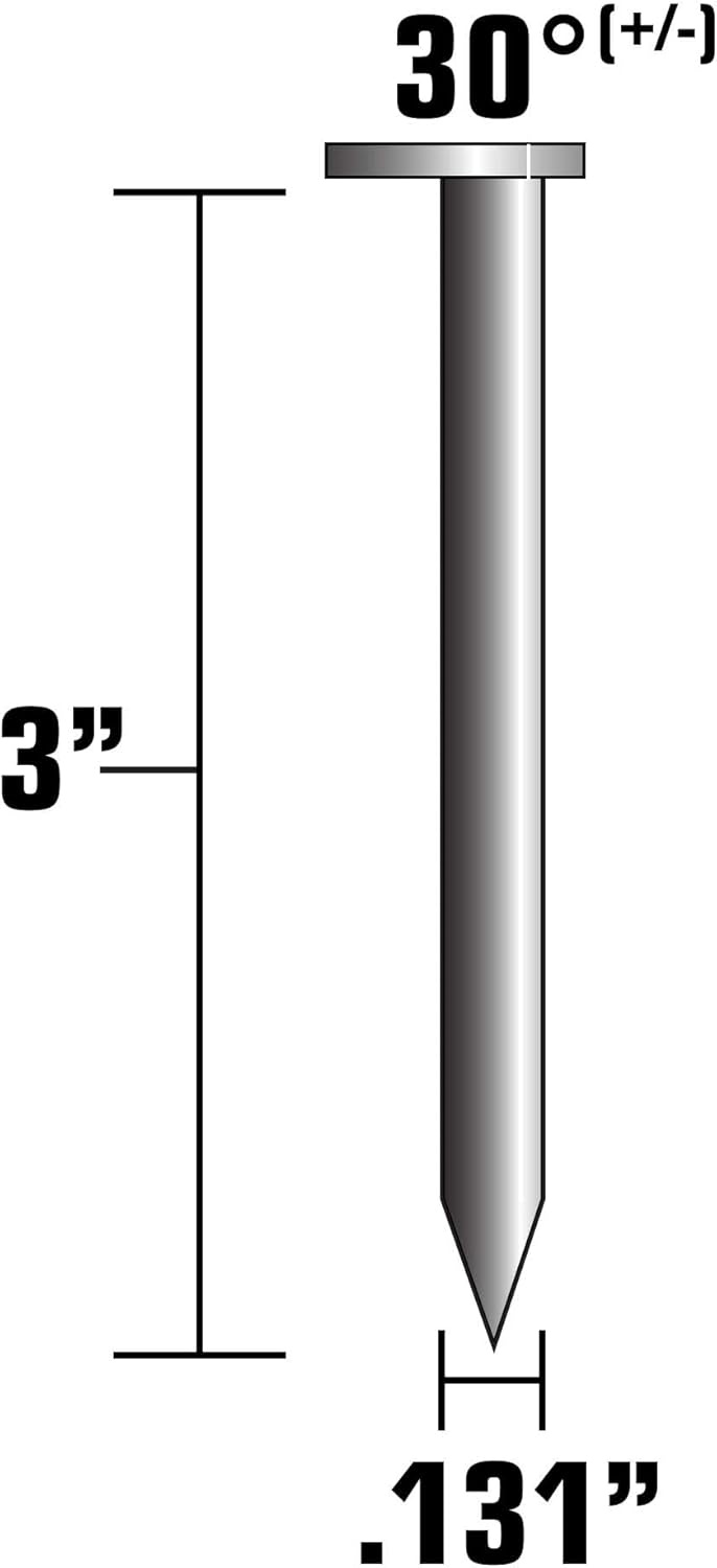 Metabo HPT Framing Nails | 3 In. x .131 | Off Set Head | Bright Basic | Smooth Shank | Paper Tape | 2500 Count | 15209HPT