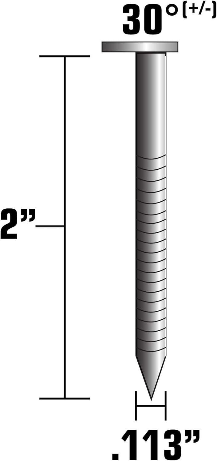 Metabo HPT Clipped Head Paper Tape Framing Nails | 2 x .113 | Hot Dipped Galvanized | Ring Shank | 2000 Count | 15130MHPT
