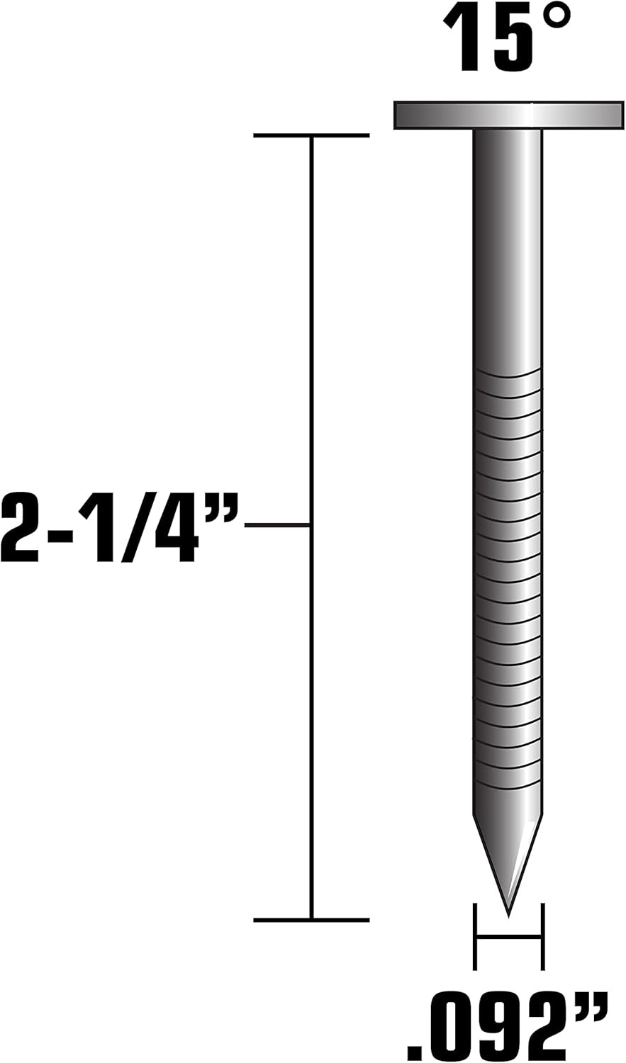 Metabo HPT Siding Nails | 2-1/4 in. x .092 in. | Wire Coil, Ring, Electro-Galvanized, Round Head | 3,600 Count | 13338HPT