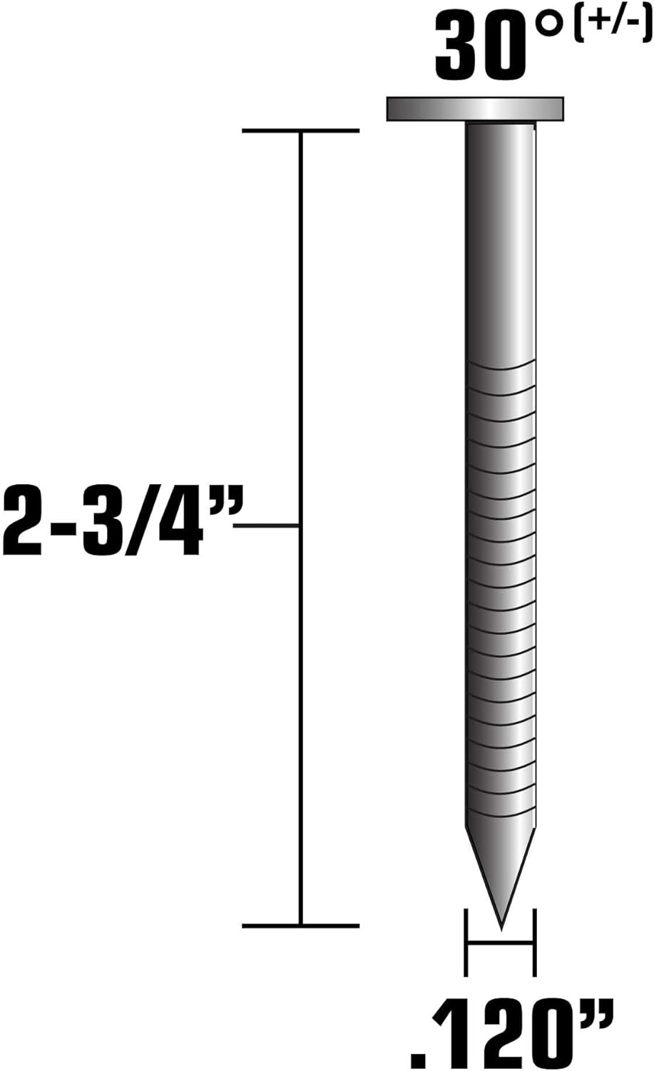 Metabo HPT Framing Nails, 2-3/4-Inch x .120, Paper Tape, Clipped Head, RG, BS, CLH, 4800 Count (15104HPT)