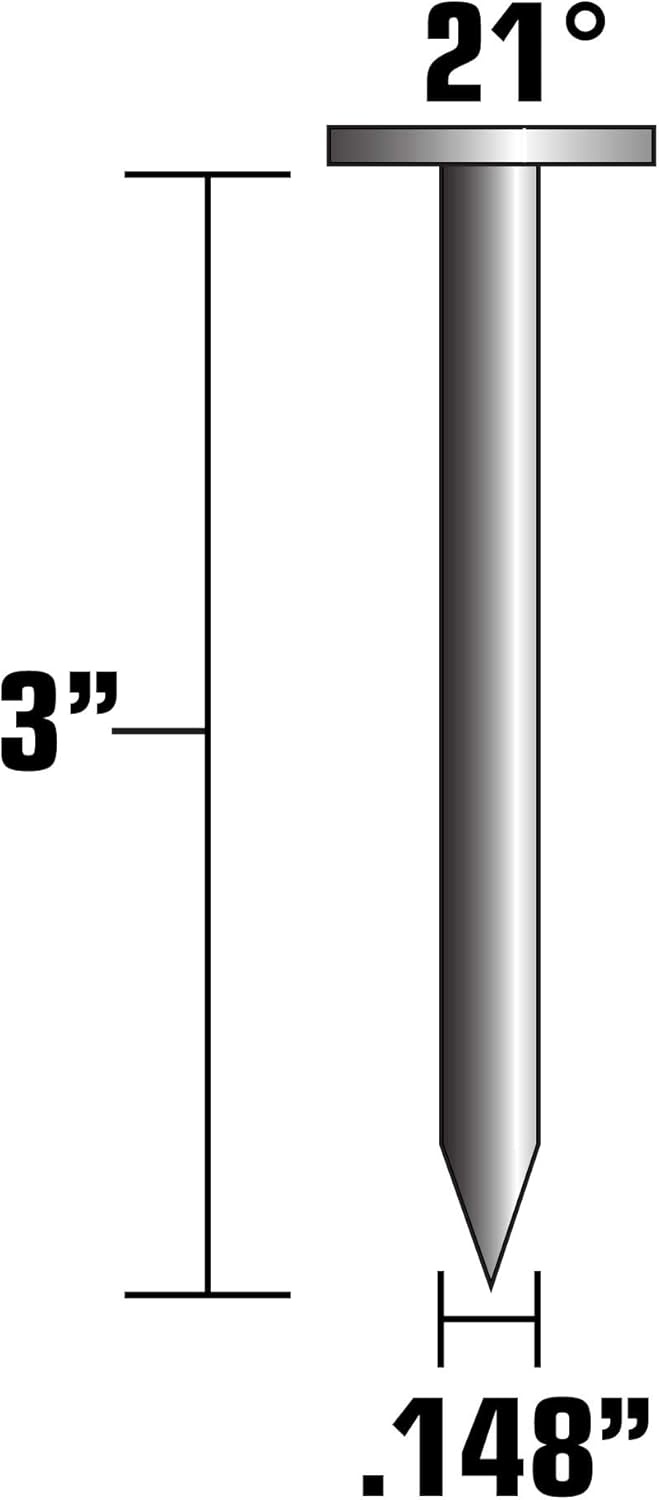 Metabo HPT Framing Nails | 3 In. x .148 | 21 Degree | Full Round Head | Smooth Shank | Hot Dipped Galvanized | 4,000 Count | 10167HPT
