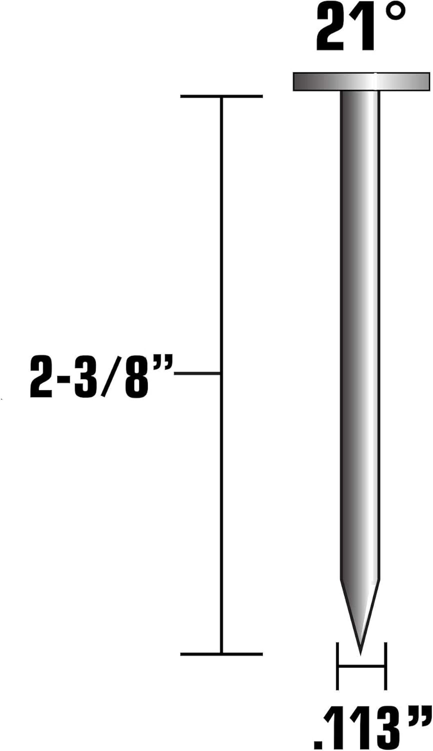 Metabo HPT Framing Nails | 2-3/8 in. x 0.113 | 21 Degree | Full Round Head | Ring Shank | Bright Basic | 2,000 Count | 10103MHPT