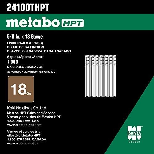 Metabo HPT Brad Nails | 1-Inch x 18 Gauge | Smooth | Electro Galvanized | 1,000 Count | 24102THPT(5/8-Inch x 18 GA)