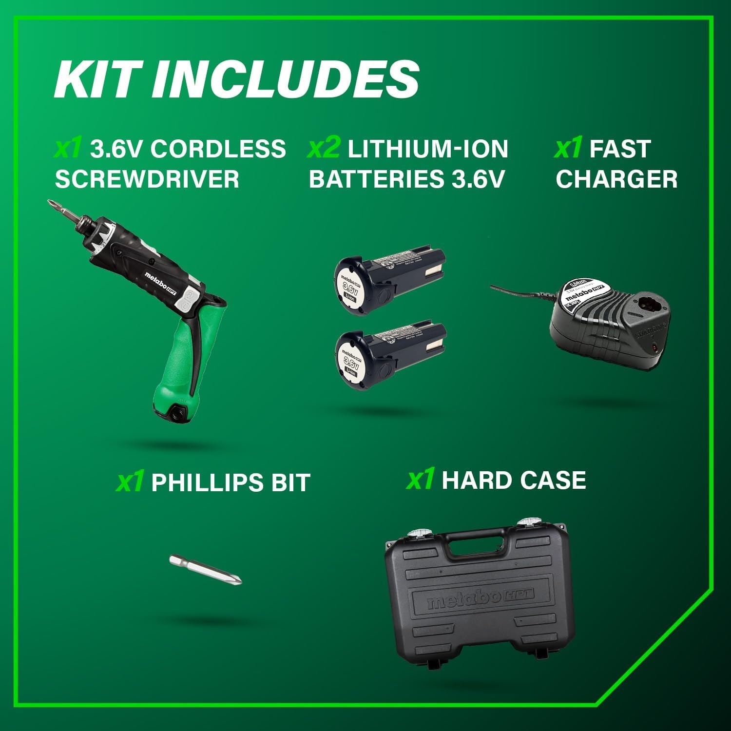 Metabo HPT 3.6V Lithium Ion Cordless Screwdriver Kit, Compact and Lightweight Power Screwdriver with 2 x 1.5Ah Batteries and Quick Charger, 21 + 1 Clutch Settings and Built-In LED Light, DB3DL2(DB3DL2 Only)