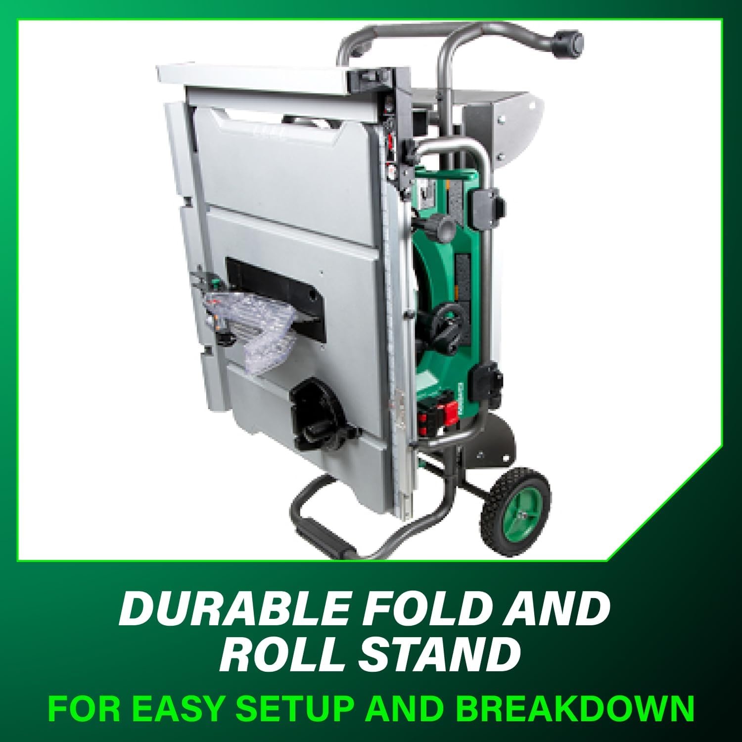 Metabo HPT 10-Inch Table Saw, 15-Amp Power Saw with Large 28 3/4″ x 22″ Table, Best in Class Rip Capacity, Pro Level Motor, Durable Fold and Roll Stand, Adjustable Foot, C10RJS(Metabo HPT C10RJS Table Saw)