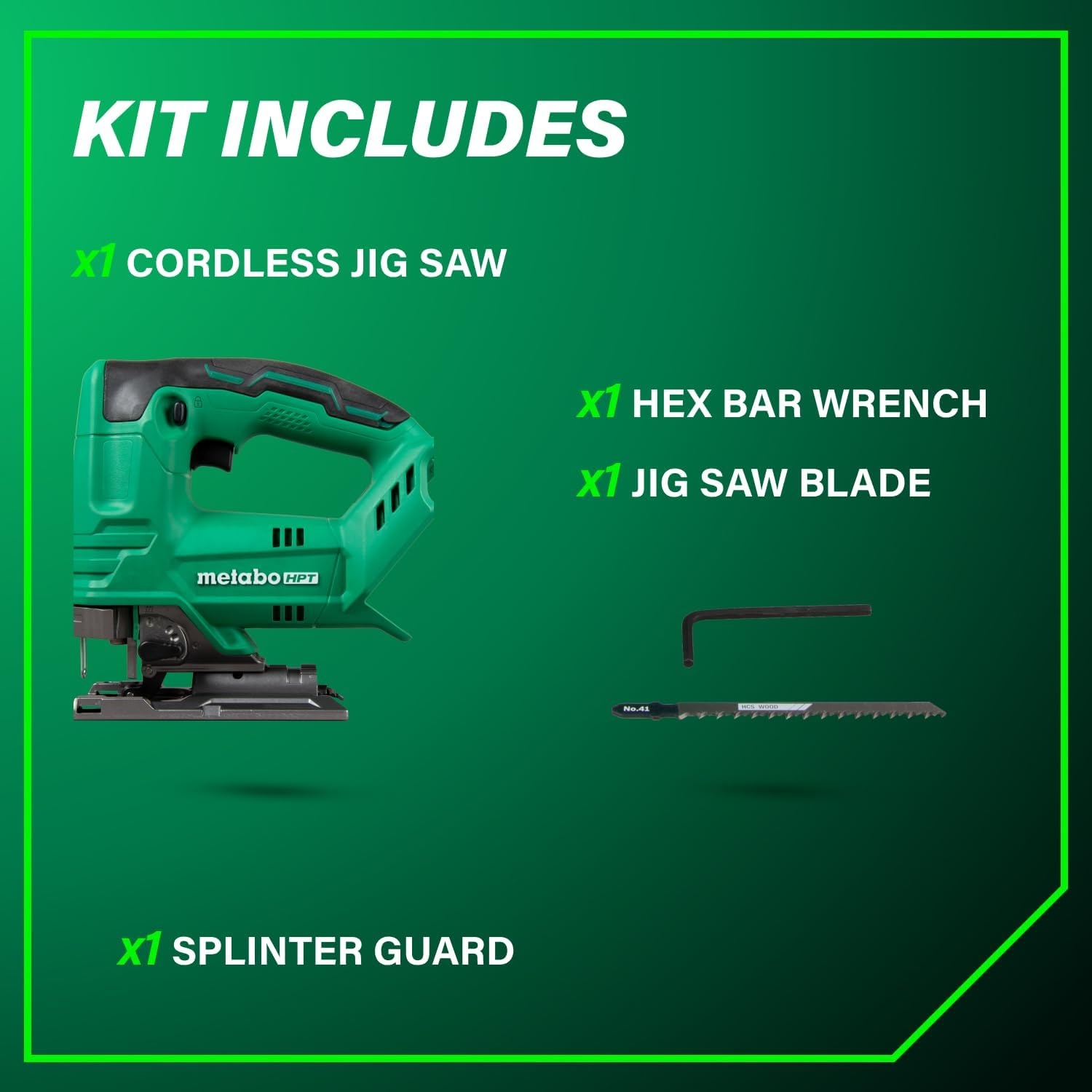 Metabo HPT 18V Cordless Jig Saw, Lightweight Design at 4.2 lbs, 2,500 Strokes Per Minute, 4 Cutting Modes, Tool-Less Blade Change, LED Light, Dust Blower, Tool Body Only, C3607DBQ4
