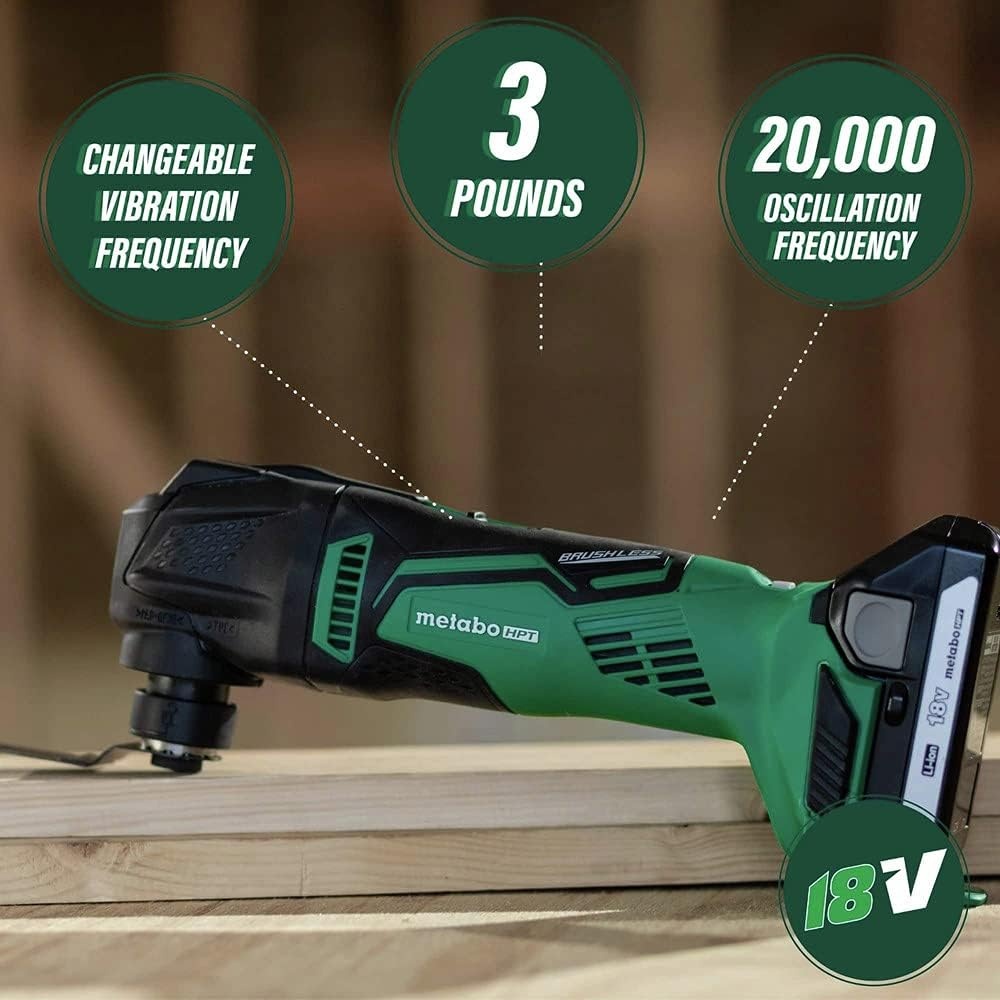 Metabo HPT 18V MultiVolt Cordless Oscillating Multi-Tool, Low Vibration Design, Universal Design, 6 Speed Settings, User Vibration Protection, Starlock, Tool Body Only, CV18DAQ4(CV18DBLQ5)