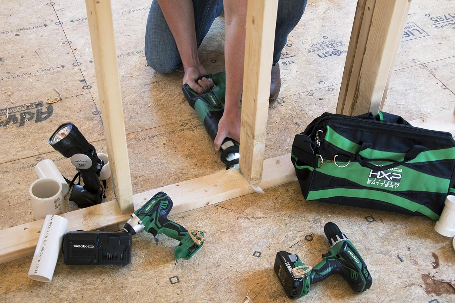 Metabo HPT KC18DG4LS 18V Cordless 4-Tool Combo Kit, Hammer Drill, Impact Driver, Reciprocating Saw, LED Flashlight, and two 18V Lithium Ion Compact 1.5Ah batteries, Lifetime Tool Warranty(4 Tool Kit)