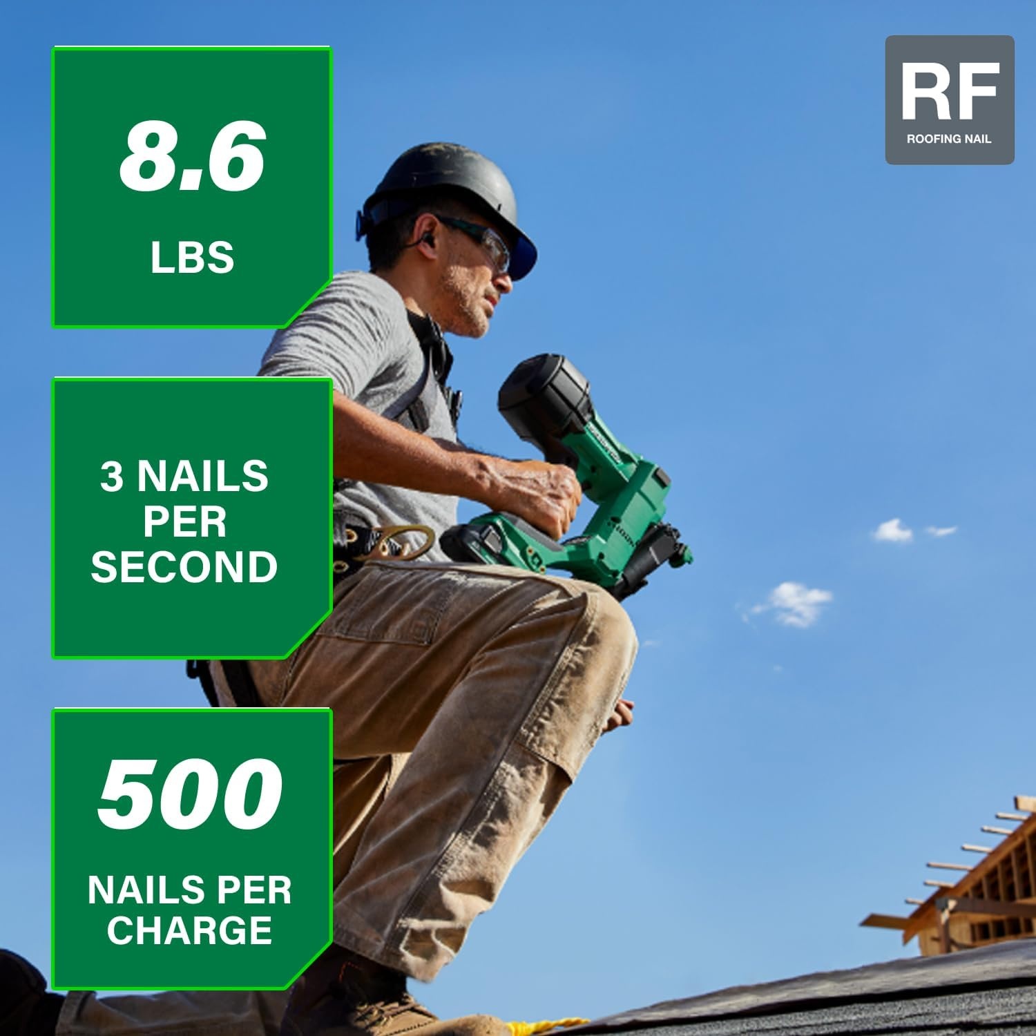 Metabo HPT 18V MultiVolt Brushless Cordless Coil Roofing Nailer Kit, 1-3/4″ Coil Roofing Nailer with Power Tool 2.0Ah Lithium Ion Battery, Drives 7/8″ to 1-3/4″ Nails, NV1845DA(NV1845DA)