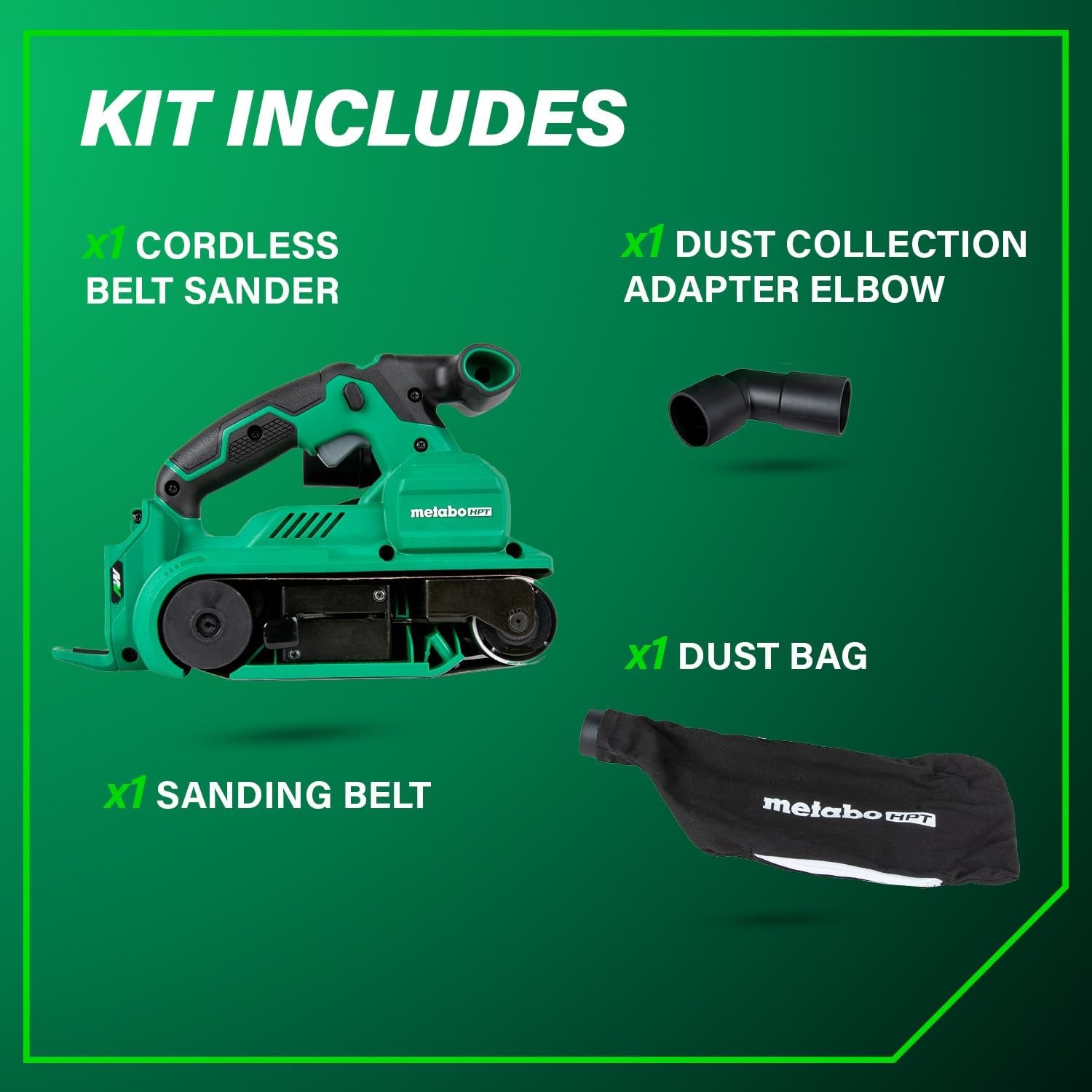 Metabo HPT 36V MultiVolt Cordless Brushless 3″ x 21″ Belt Sander, Power Sander Kit, Variable Speed, Auto Mode, Compatible with 18V/36V Metabo HPT Battery or AC Adapter, Tool Body Only, SB3608DAQ4(SB3608DAQ4 (36V MultiVolt™ Cordless))