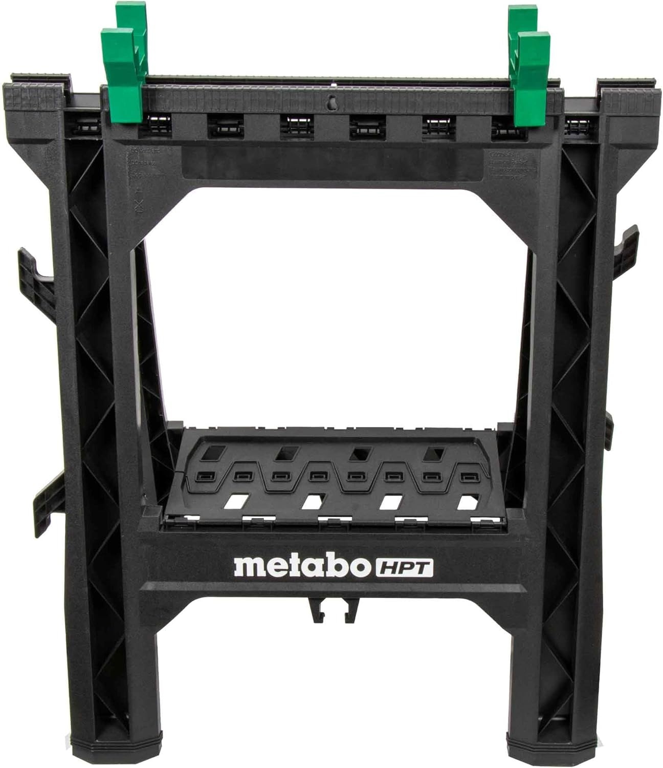 Metabo HPT Folding Sawhorses, 2-Pack, Lightweight Design, 1,200 lbs Capacity, Includes 4 Sawbucks, Ideal for Extra Workstations, Non-Skid Feet for Stability, Built-In Shelf and Cord Hooks, 115772M(115772M – New and Improved Model)