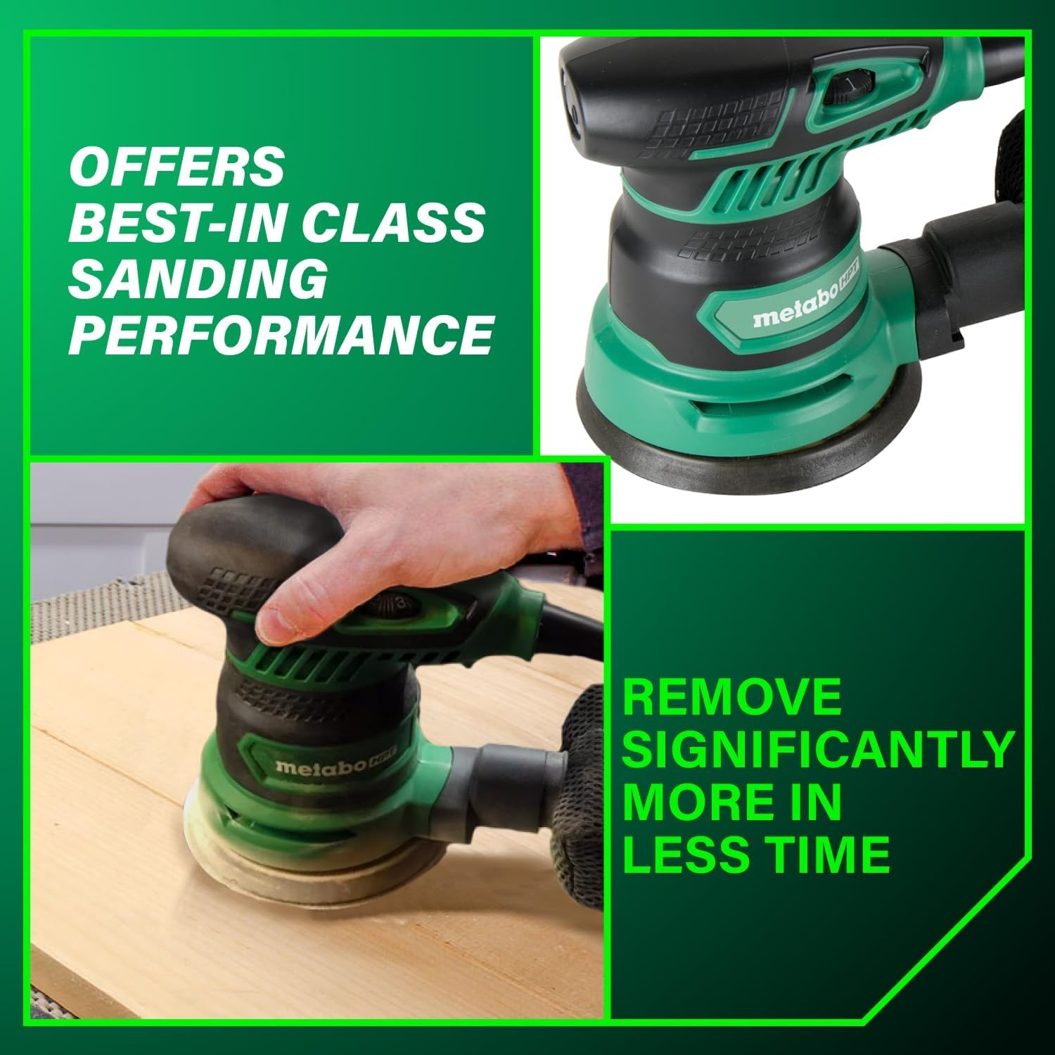 Metabo HPT 5-Inch Random Orbit Finishing Sander, Variable Speed, Palm-Style Comfort Grip, 230W 2.8 Amp Motor, 9,000-13,000 RPM, Dust Collection Hose Connector, Compact and Lightweight Design, SV13YST(No Size)