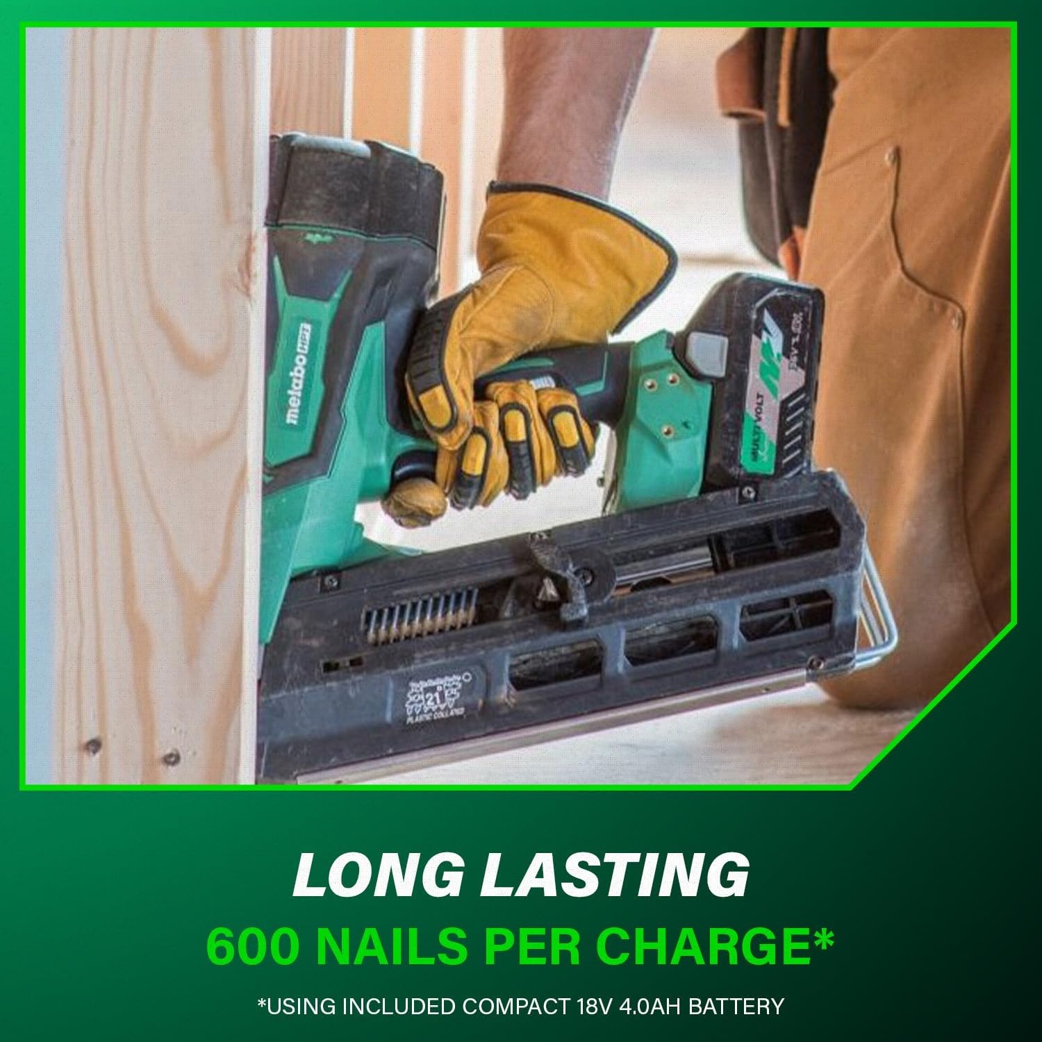 Metabo HPT 18V MultiVolt Cordless 21° Framing Nailer Kit, 3-1/2″ Plastic Strip Framing Cordless Nailer, Power Tool with 4.0Ah Lithium Ion Battery, Drives 2″ to 3-1/2″ Nails, NR1890DRA(NR1890DRST)