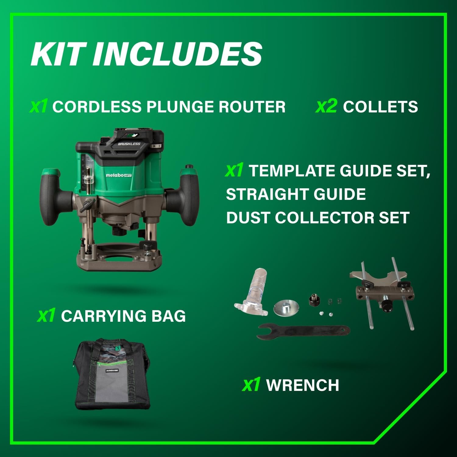 Metabo HPT Cordless Plunge Router, 36V Variable Speed Router, Up to 46 Feet per Minute, Lightweight Design, LED Work Light, 2020 Pro Tools Innovation Award Winner, Tool Body Only, M3612DAQ4(M3612DAQ4 (Tool Only))