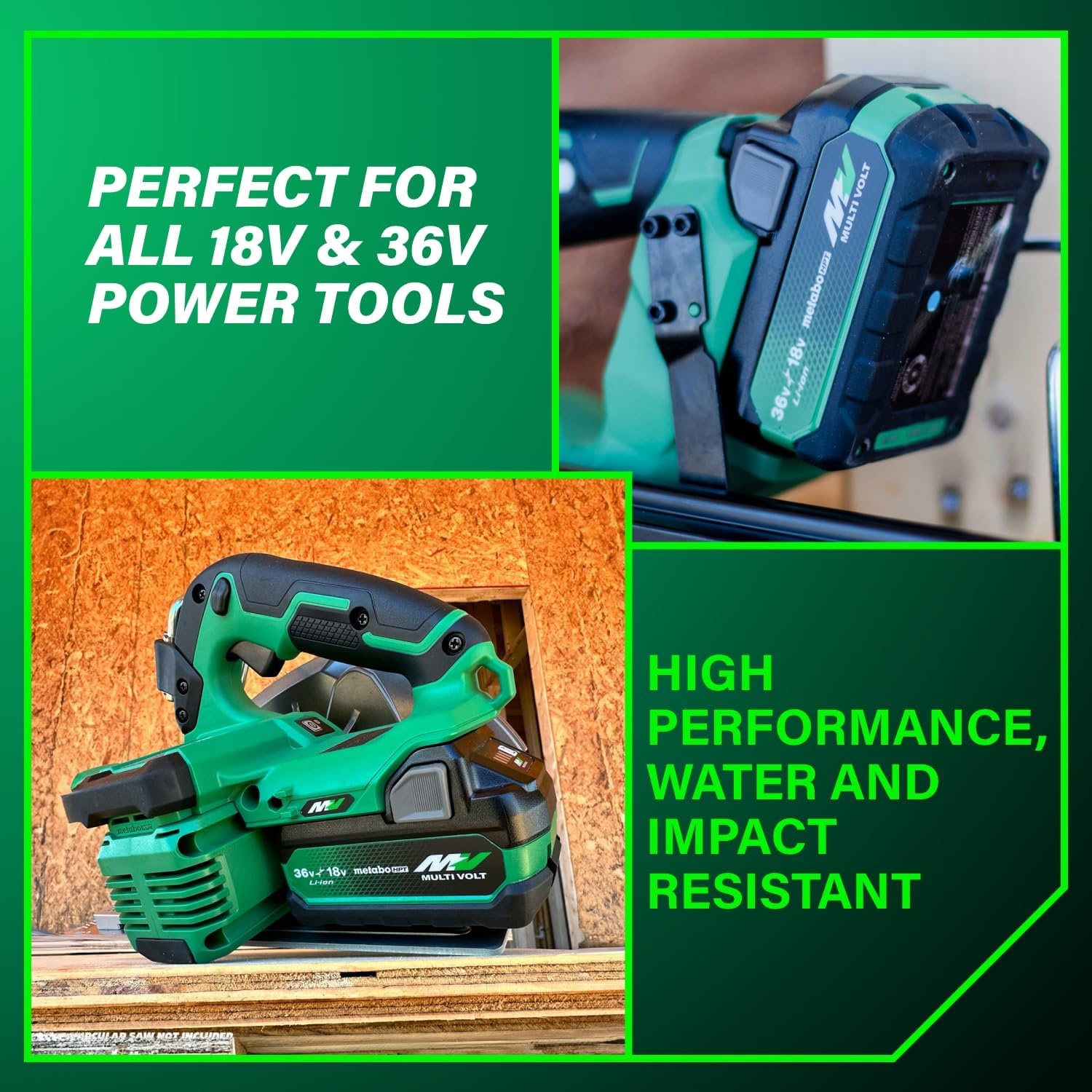 Metabo HPT MultiVolt Battery | 36V/18V, 2.5Ah/5.0Ah, Lithium Ion, Slide Style | 371751M(Next Gen 18V/36V MultiVolt™ Battery)