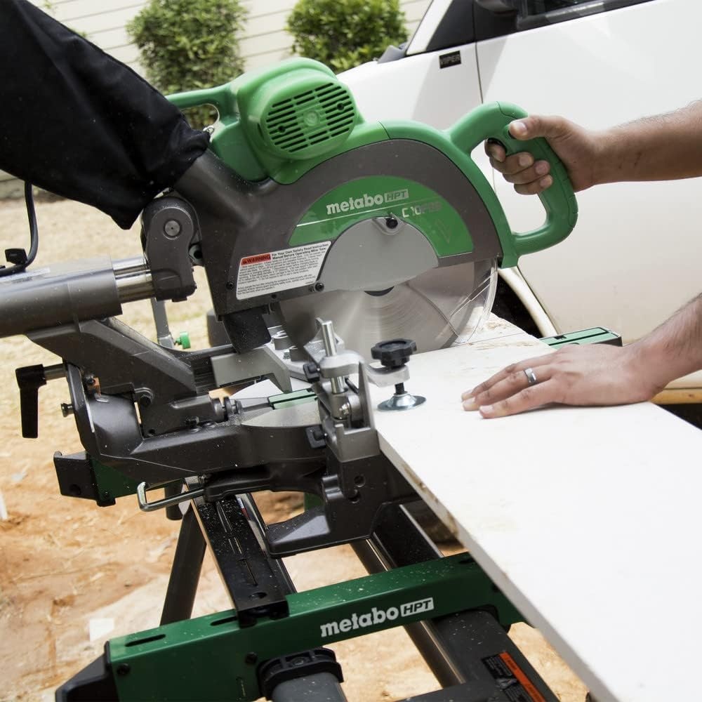 Metabo HPT 10-Inch Sliding Compound Miter Saw, Double-Bevel, Electronic Speed Control, 12 Amp Motor, Electric Brake, 5-Year Warranty (C10FSBS)(Miter Saw Only)