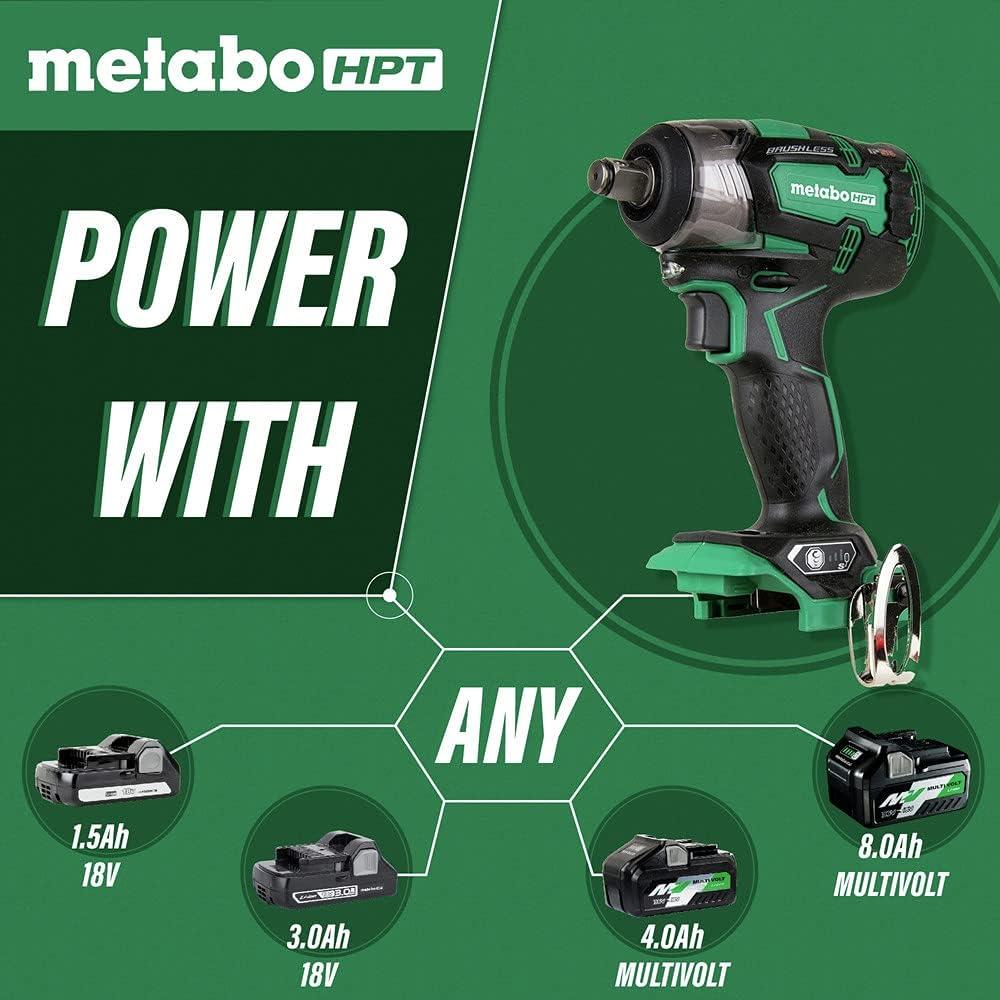 Metabo HPT 18V Cordless Impact Wrench | 225′-LBS of Torque | 1/2″ Square Drive | IP56 Compliant | LED Light | 4-Stage Electronic Speed Switch | Brushless | Tool Only – No Battery | WR18DBDL2Q4
