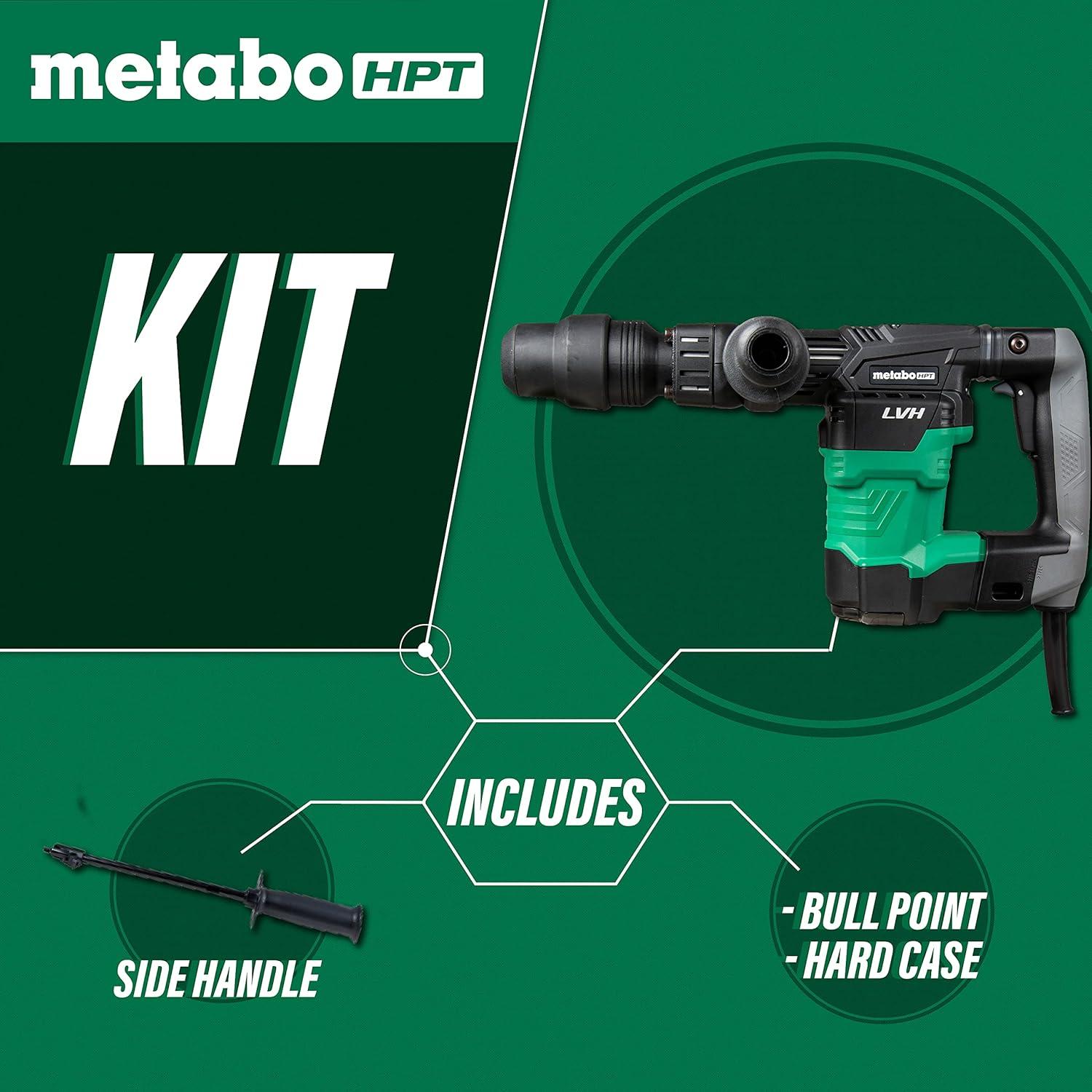 Metabo HPT Demolition Hammer, 11.5 lbs., SDS Max, Low Vibration Handle, 7.4 ft-lbs. Impact Energy, Aluminum Connecting Rod, 1-Year Warranty (H41MB2)