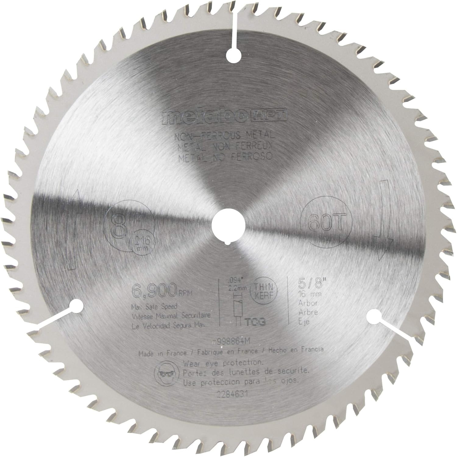 Metabo HPT 998864M 60-Teeth Tungsten Carbide Tipped 8-1/2″ Tcg 5/8″ Arbor Finish Saw Blade