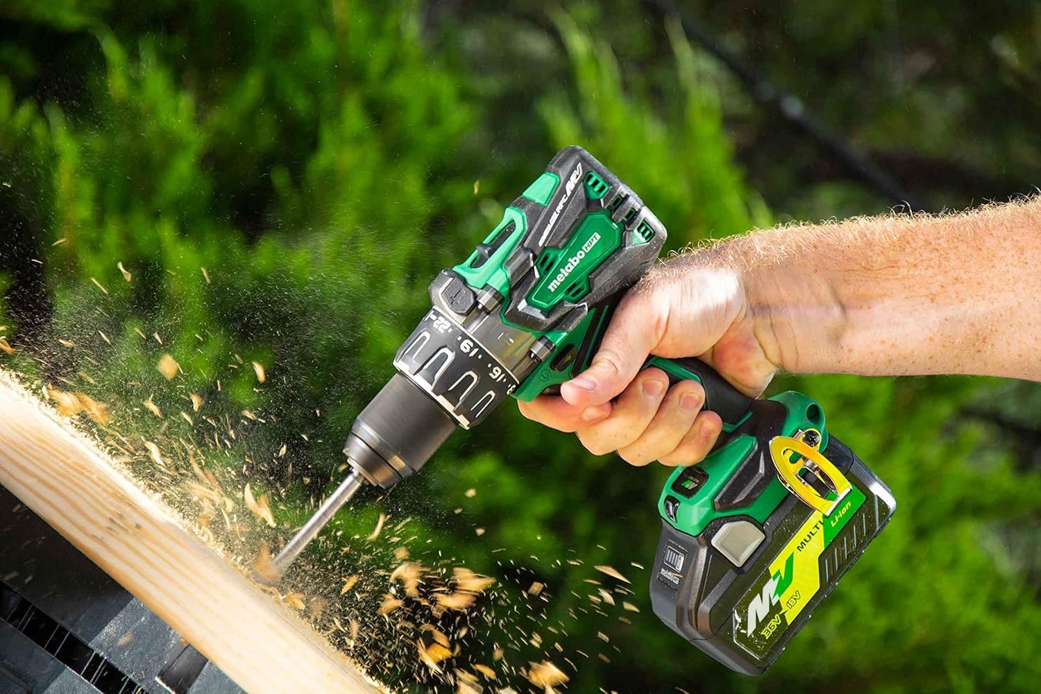 Metabo HPT 36V MultiVolt Hammer Drill Kit | Brushless Motor | 1/2-in Keyless Metal Chuck | 2-36V, 4.0Ah Batteries + Rapid Charger | DV36DA, Green