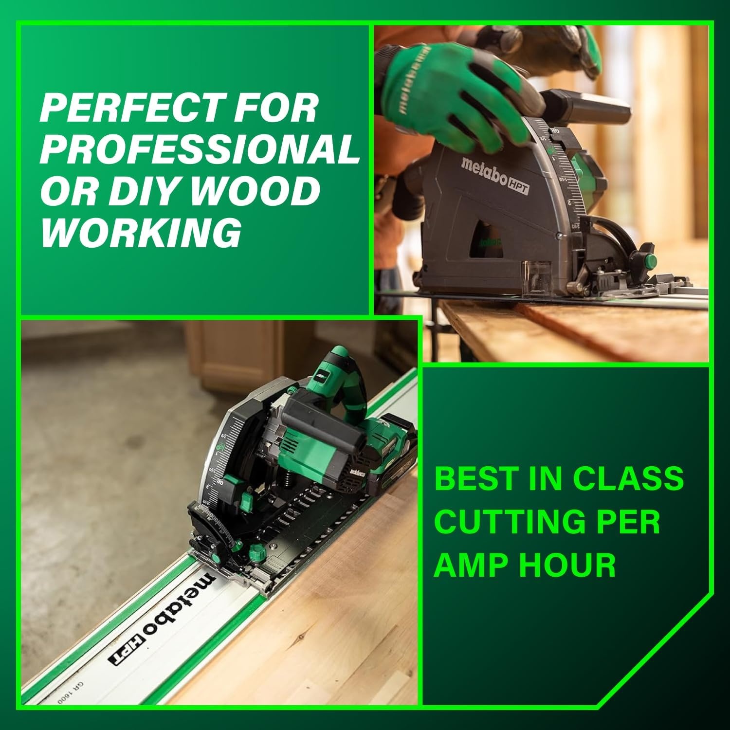 Metabo HPT 36V MultiVolt 6-1/2″ Cordless Track Saw Kit, Adjustable Bevel -1 to 46°, Over 2-1/2″ Cutting Depth, Lightweight Design, Includes 4.0Ah Metabo Battery and Rapid Charger, C3606DPA