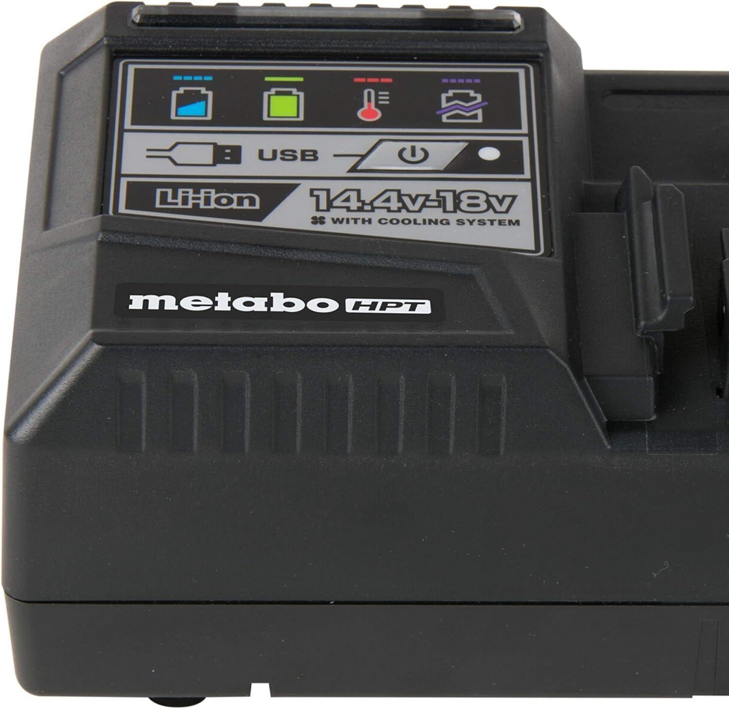 Metabo HPT Rapid Battery Charger | 18V, Lithium-Ion, Slide Style Batteries | USB Port | UC18YSL3M(w/ Rapid Battery Charger)