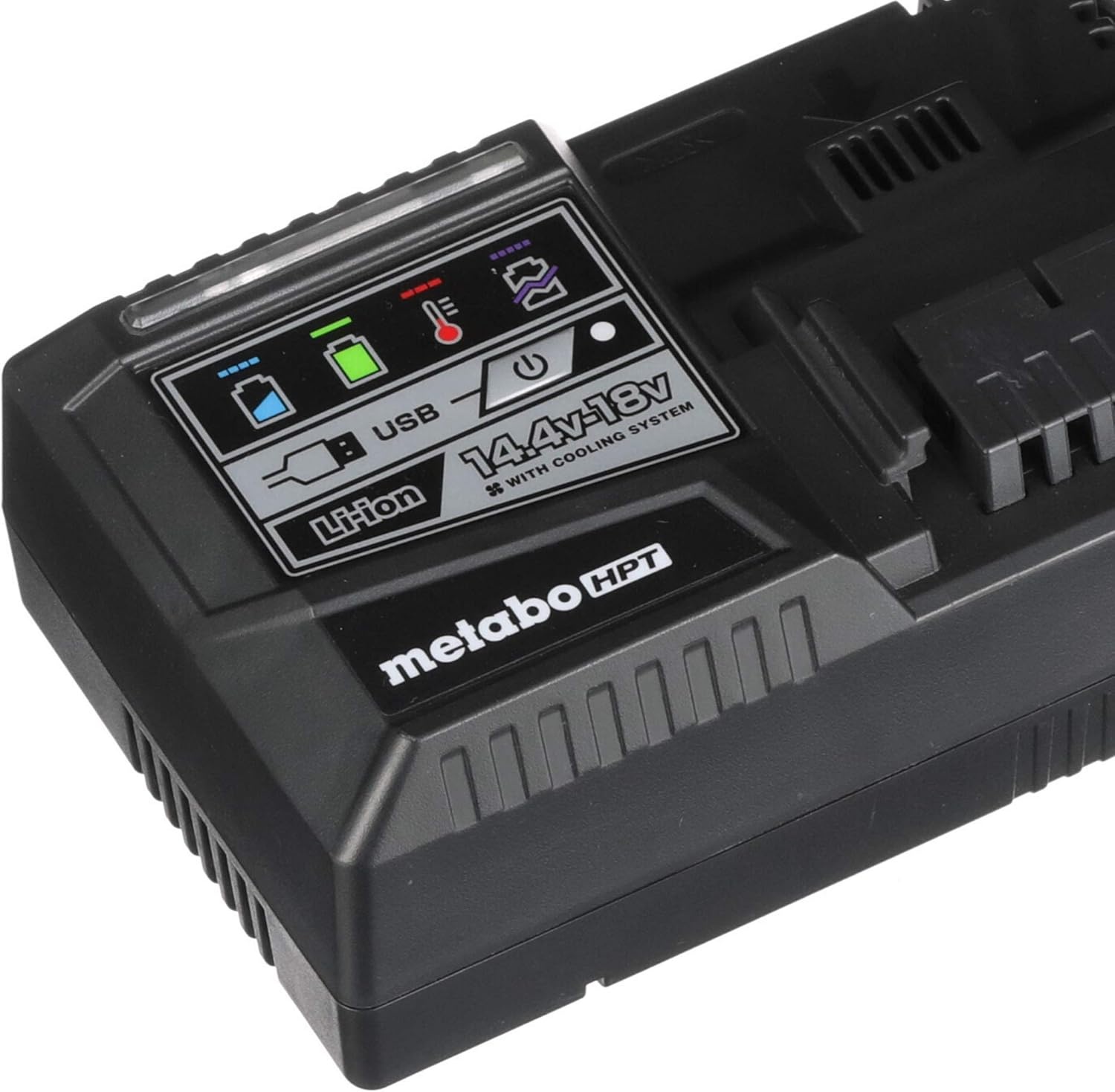 Metabo HPT Rapid Battery Charger | 18V, Lithium-Ion, Slide Style Batteries | USB Port | UC18YSL3M(w/ Rapid Battery Charger)
