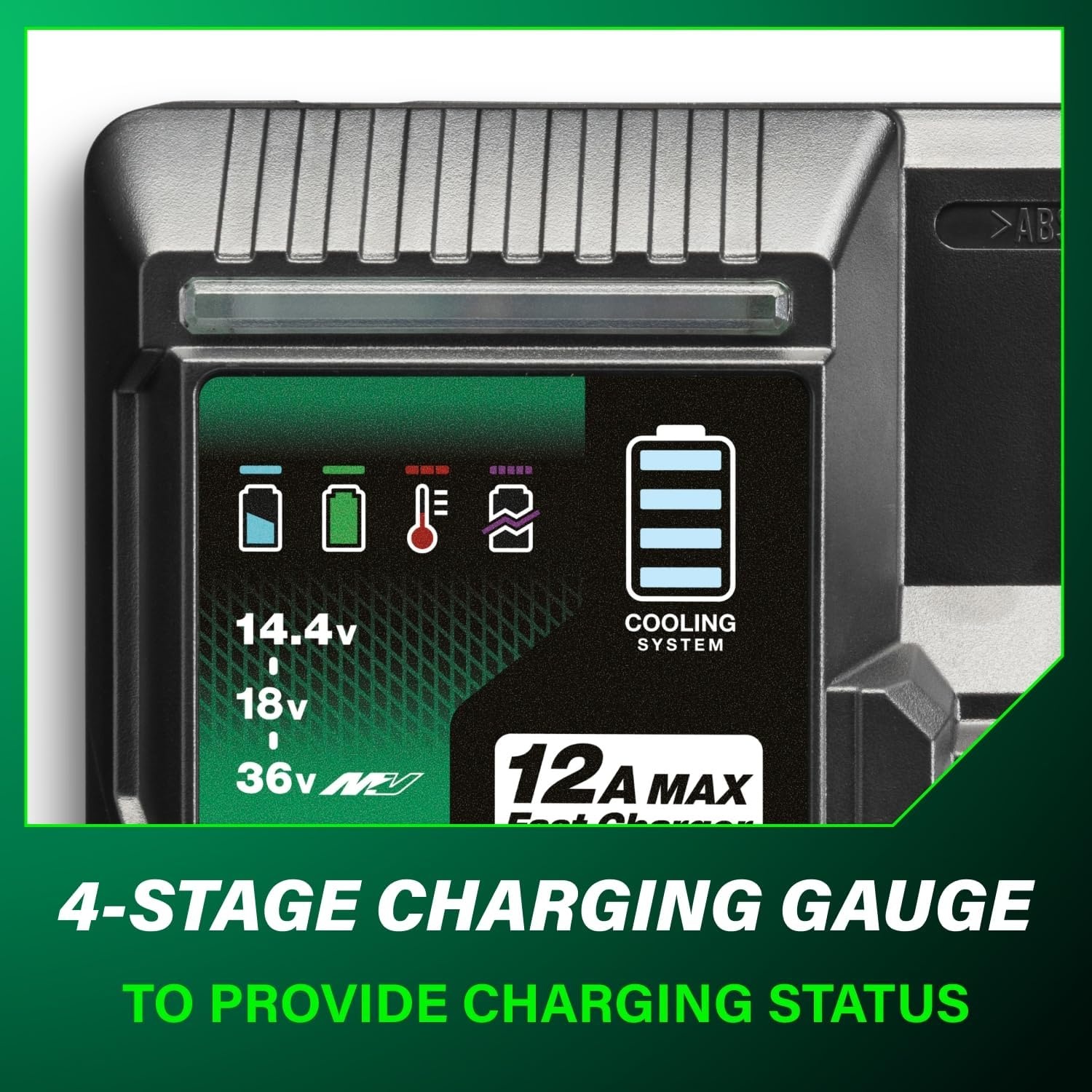 Metabo HPT 12.0A Quick Charger, 18V/36V MultiVolt Battery Charger, Fast Charging with USB Port, 50% Reduced Charging Times, Compatible with Metabo HPT 18V, 36V, and MultiVolt Batteries, UC36YSL2