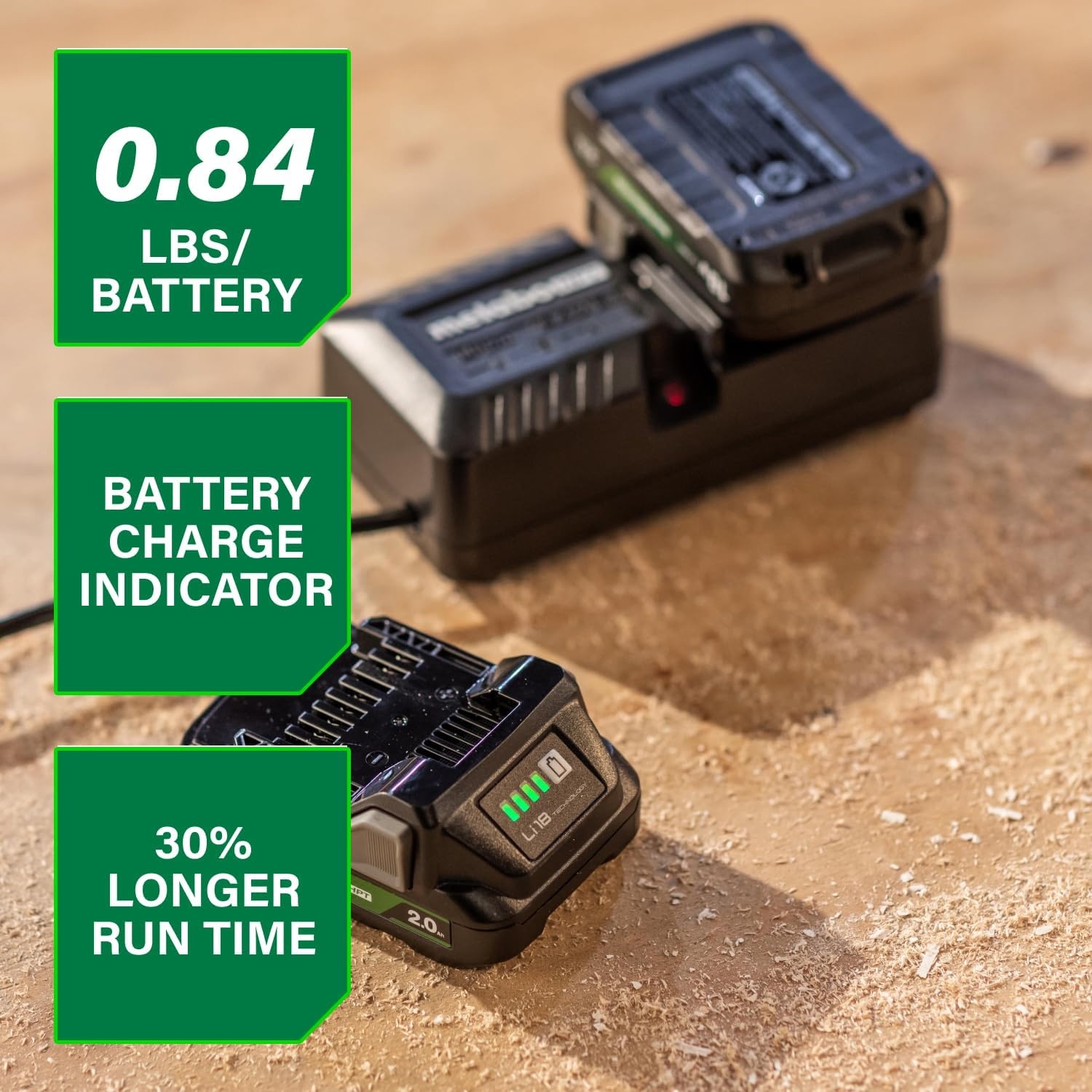 Metabo HPT 18V Lithium Ion Battery & Charger Kit, 2.0Ah Batteries with Charge Indicators, Lightweight Design, Long Lasting Power with 30% Longer Runtime, Multiplex Protection Circuit, UC18YKSLS