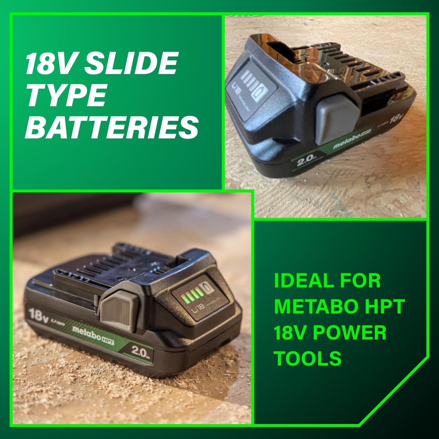 Metabo HPT 18V Lithium Ion Battery & Charger Kit, 2.0Ah Batteries with Charge Indicators, Lightweight Design, Long Lasting Power with 30% Longer Runtime, Multiplex Protection Circuit, UC18YKSLS