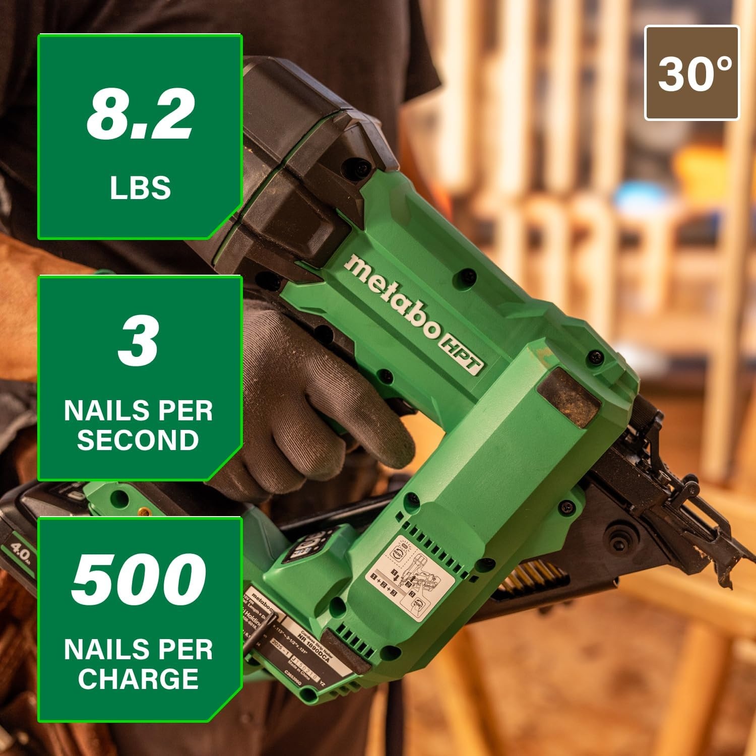 Metabo HPT 18V MultiVolt Cordless 30° Paper Tape Framing Nailer Kit, 3-1/2″ Framing Nailer, Power Tool with 4.0Ah Lithium Ion Battery, Drives 2″ to 3-1/2″ Nails, Powerful Brushless Motor, NR1890DCA(NR1890DCA – Lighter  Smaller  & More Powerful)
