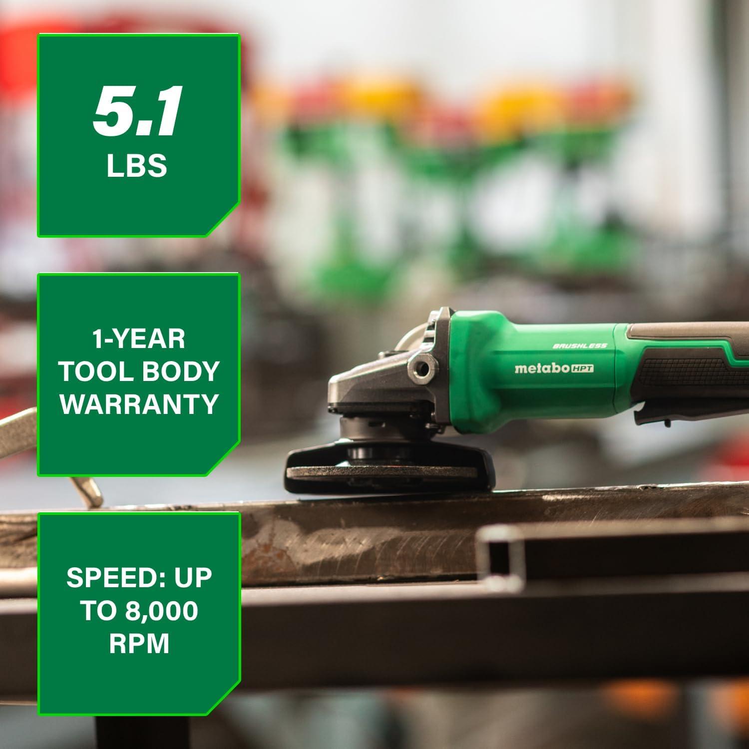 Metabo HPT 18V MultiVolt™ Cordless Angle Grinder | 4-1/2-Inch | Tool Only – No Battery | Paddle Switch | G18DBALQ4(G1812DFQ4 (Next Gen Model))
