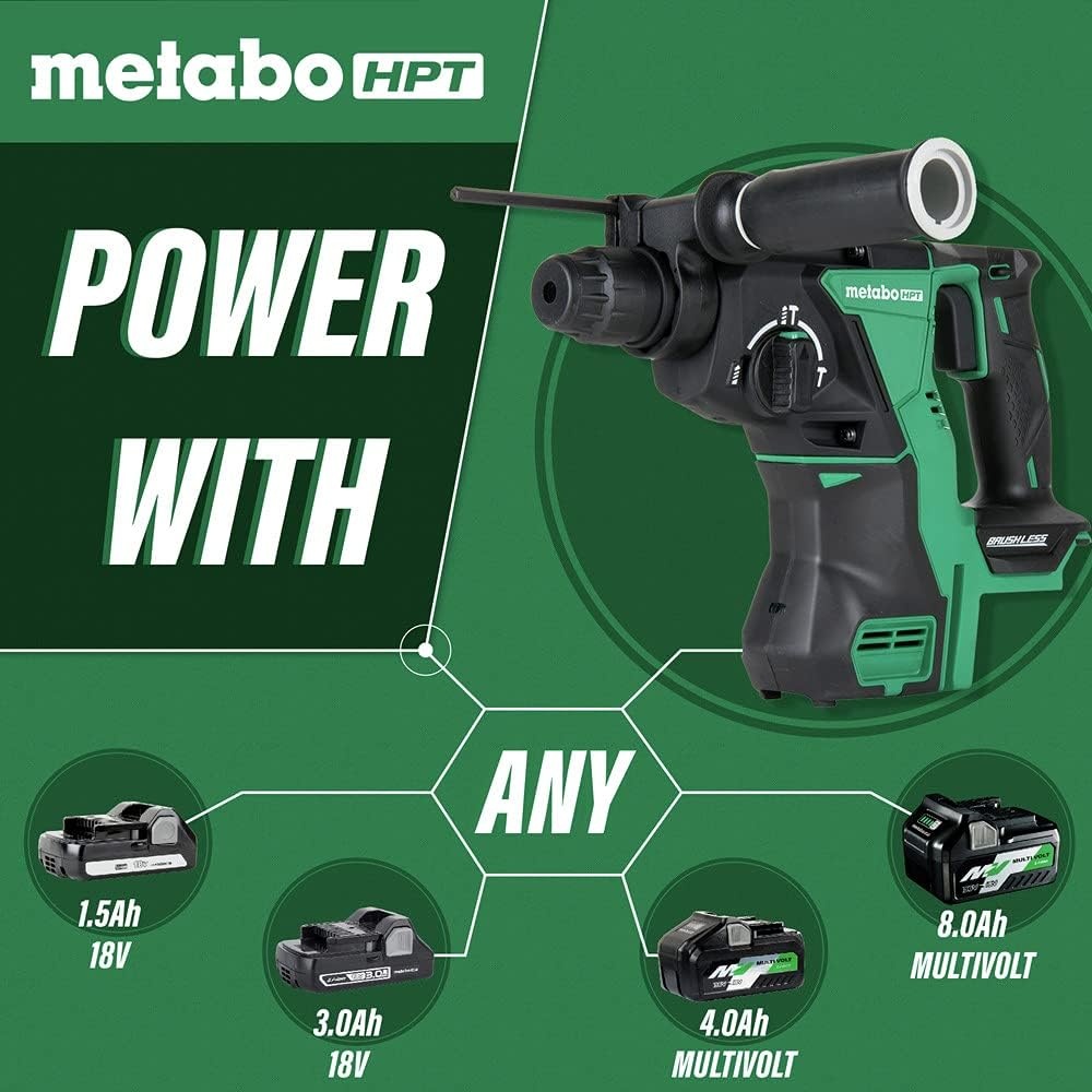 Metabo HPT Rotary Hammer Drill | Tool Body Only – No Battery | 18V Cordless | SDS Plus | DH18DBLQ4