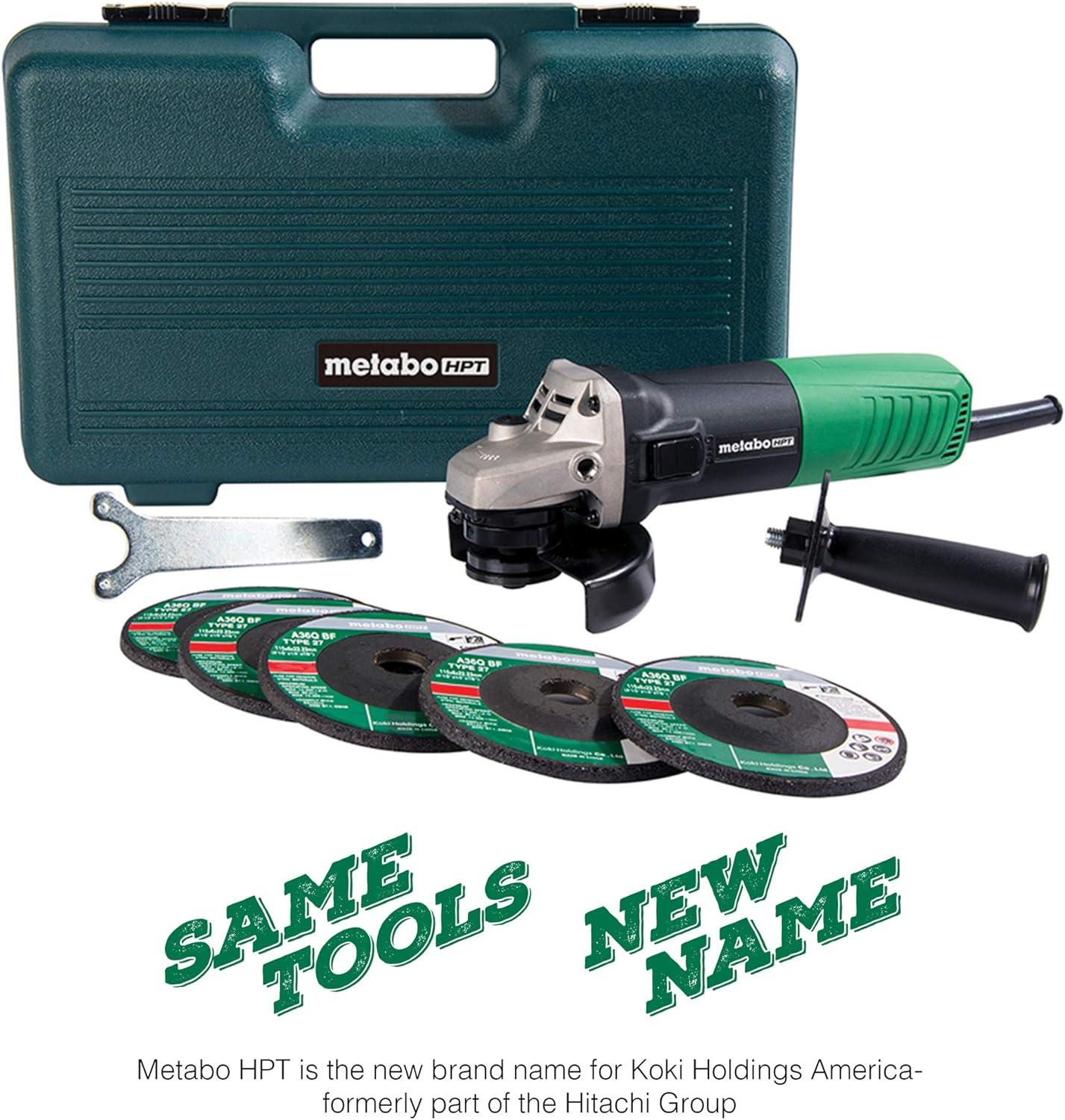 Metabo HPT 4-1/2-Inch Angle Grinder, Includes 5 Grinding Wheels & Hard Case, 6.2-Amp Motor, Compact & Lightweight, G12SR4(Pack of 3)