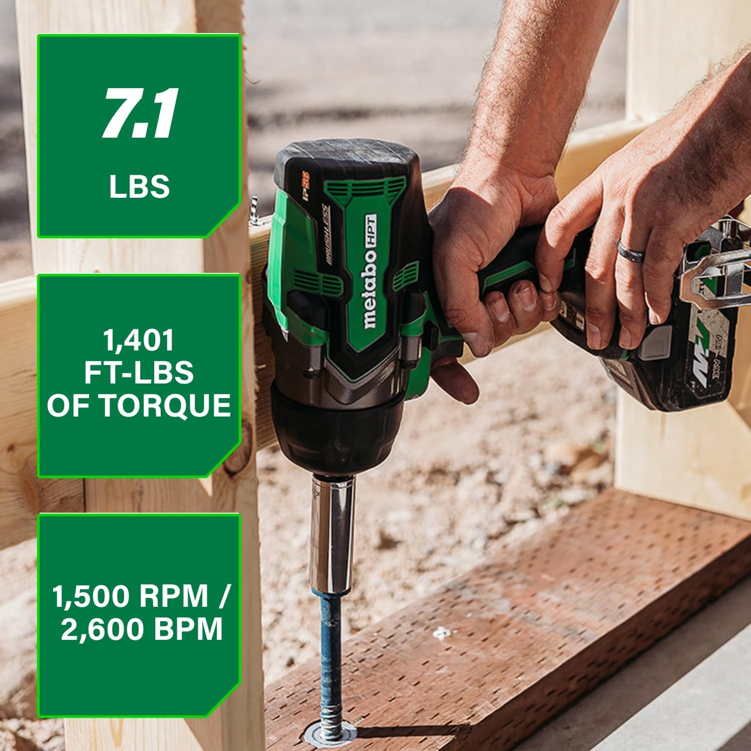 Metabo HPT 36V MultiVolt Cordless Brushless High Torque 3/4″ Impact Wrench, Accepts Any 18V/36V MultiVolt Battery, IP56 Compliant, High Performance Power Tool, Tool Body Only, WR36DFQ4