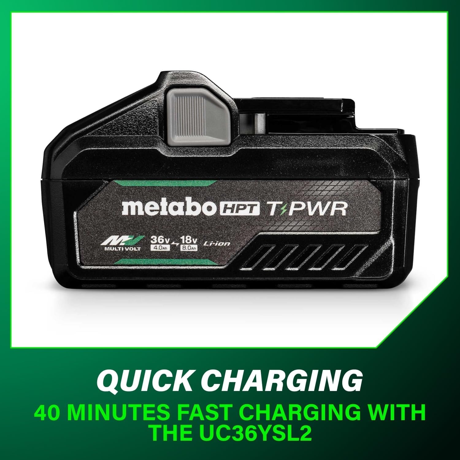 Metabo HPT 36V/18V T-PWR MultiVolt Battery, High Performance 21700 Lithium-Ion Battery Cell, 2160W Maximum Output, Quick Charging, Longer Runtime, 381991M (BSL3640MVT)