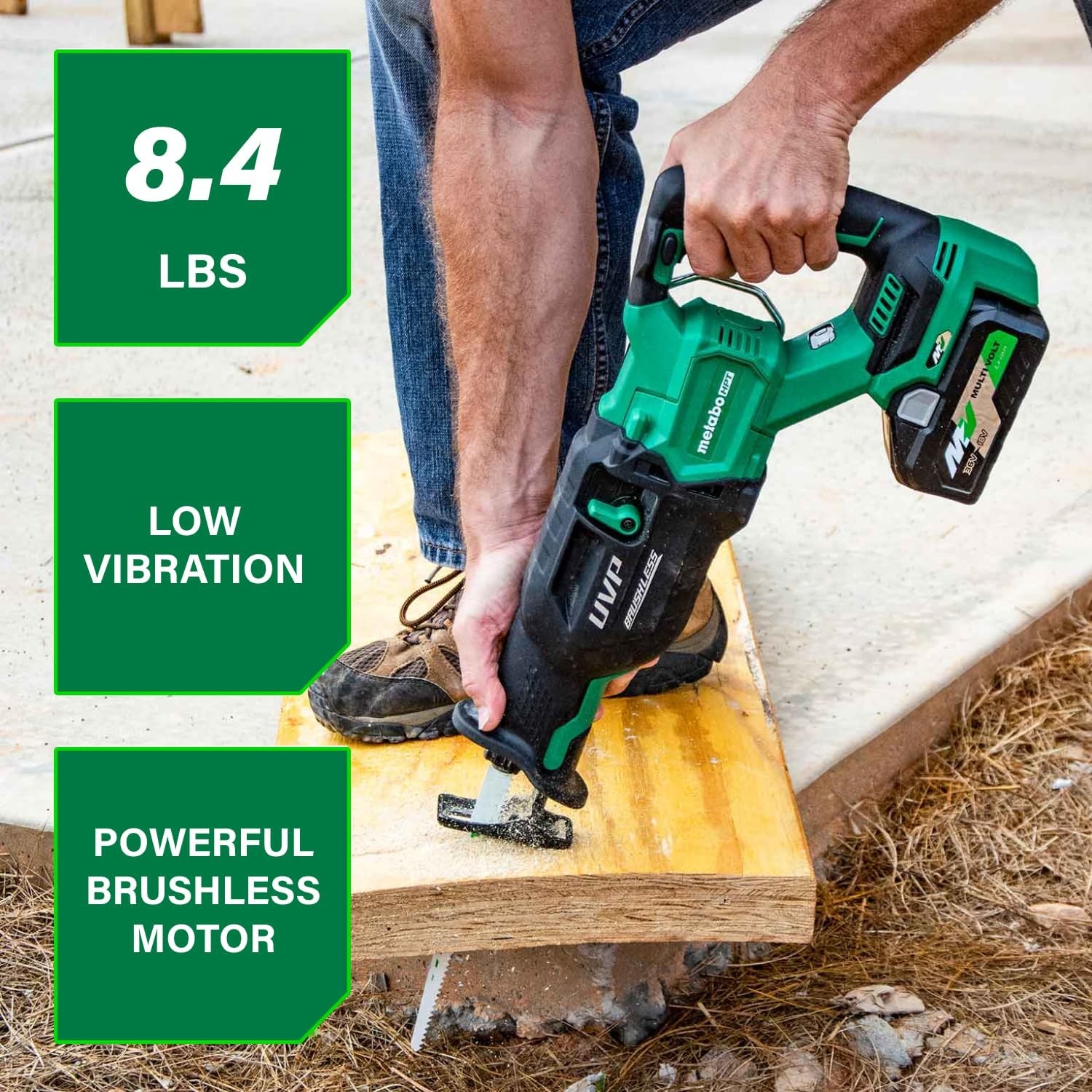 Metabo HPT 36V MultiVolt Cordless Reciprocating Saw, 4-Stage Speed Selector, 1,700 SPM to 3,000 SPM, Orbital Action, Low Vibration, Hybrid Power Option, Metal Rafter Hook, Tool Body Only, CR36DAQ4(w/ 36V MultiVolt Recip Saw (Tool Only))