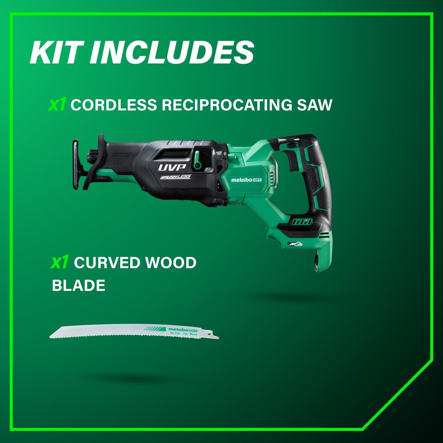Metabo HPT 36V MultiVolt Cordless Reciprocating Saw, 4-Stage Speed Selector, 1,700 SPM to 3,000 SPM, Orbital Action, Low Vibration, Hybrid Power Option, Metal Rafter Hook, Tool Body Only, CR36DAQ4(w/ 36V MultiVolt Recip Saw (Tool Only))