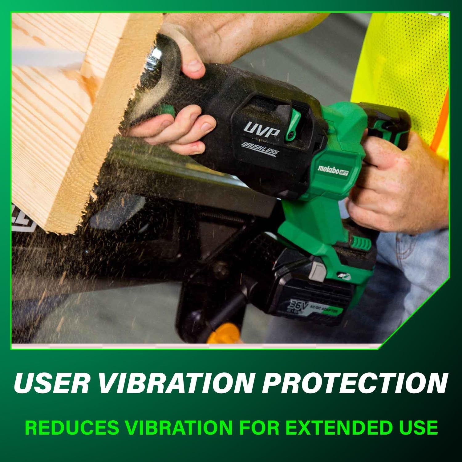Metabo HPT 36V MultiVolt Cordless Reciprocating Saw, 4-Stage Speed Selector, 1,700 SPM to 3,000 SPM, Orbital Action, Low Vibration, Hybrid Power Option, Metal Rafter Hook, Tool Body Only, CR36DAQ4(w/ 36V MultiVolt Recip Saw (Tool Only))
