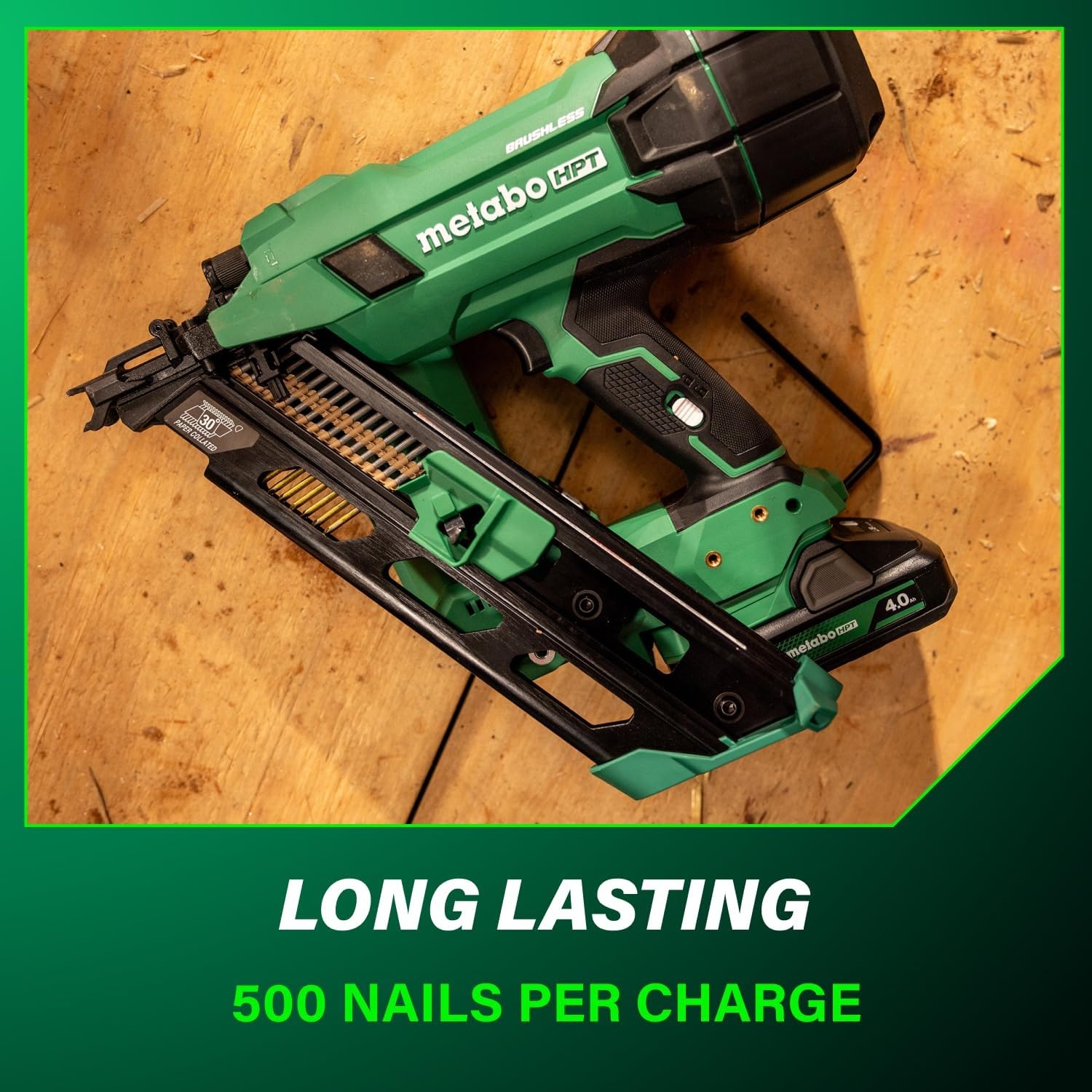 Bundle of Metabo HPT Cordless Framing Nailer, 18V – 4.0 Ah, MultiVolt™, 30 Degree, 3-1/2-Inch Paper Tape Nails, NR1890DCA + Metabo HPT 18V/36V MultiVolt™ Battery | 2.5Ah / 5.0Ah | 380083M