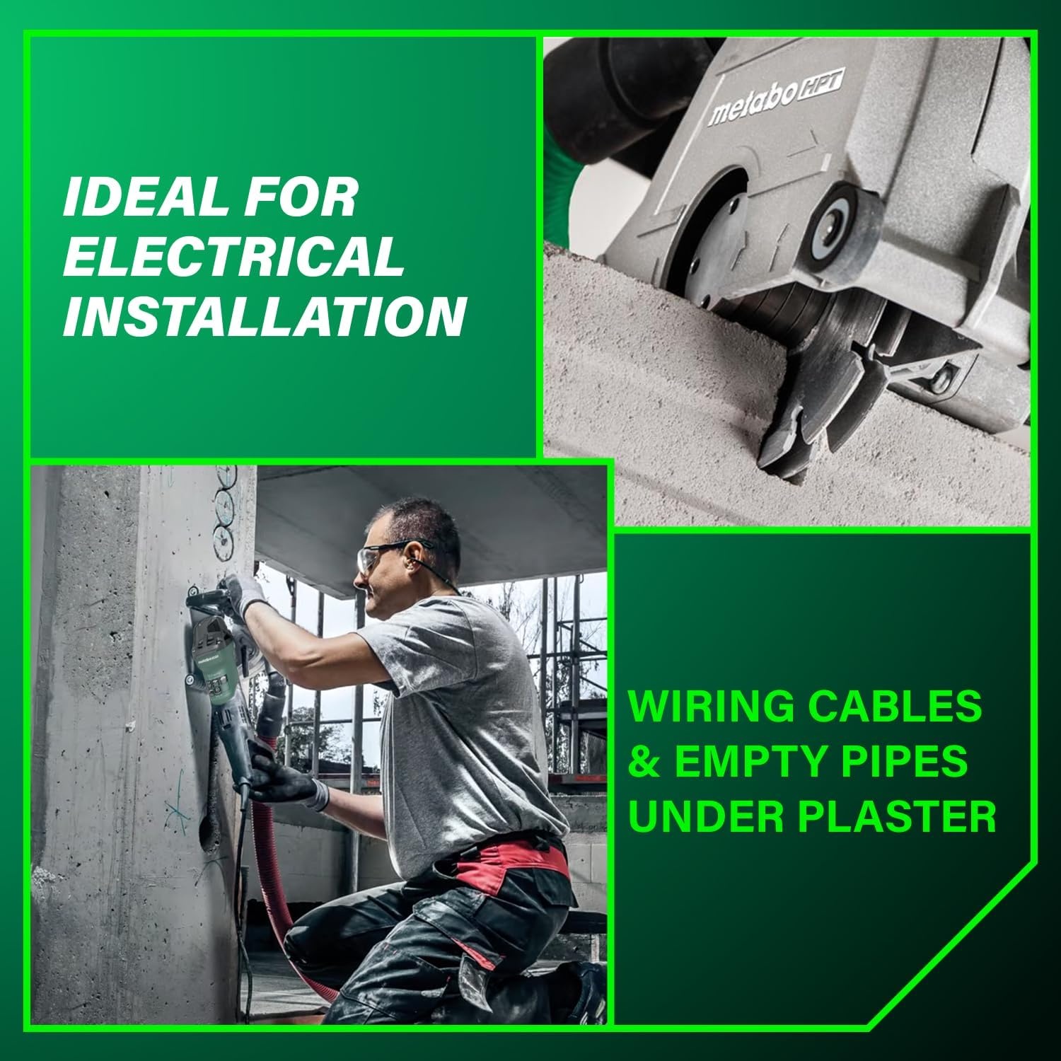 Metabo HPT MFE 40 Wall Chaser For Concrete, 5-Inch Cutting Disc, 15 Amps, High-Power Drive System, Tacho-Constamatic Electronics, Dust Protection, Torque Limiting Clutch, Made in Germany, 646040620(Metabo HPT MFE 40)