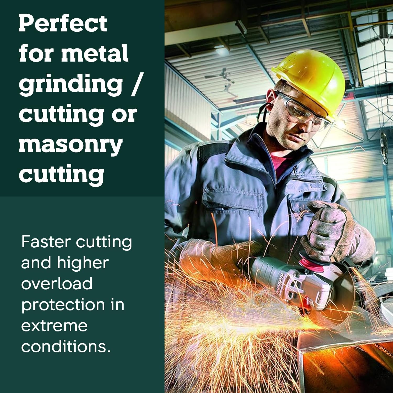 Metabo HPT Corded Angle Grinder 5 Inch, 13.5 AMP Electric Angle Grinder Tool, Variable Speed, VTC Electronics, 2800-9600 RPM, Made in Germany, Heavy Duty Power Tools, WEV 15-125 HT, 646562420(Metabo WEV 15-125 HT)