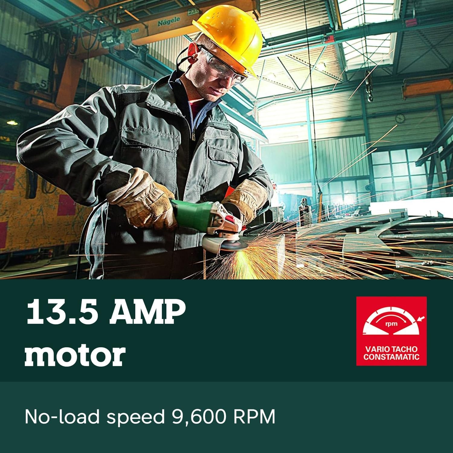 Metabo HPT Corded Angle Grinder 6 Inch, 13.5 AMP Electric Angle Grinder Tool, Electronic Speed Control, M-Quick System, 9,600 RPM, Made in Germany, Paddle Switch, WEP 15-150 Quick, 646488420(Metabo WEP 15-150 Quick)