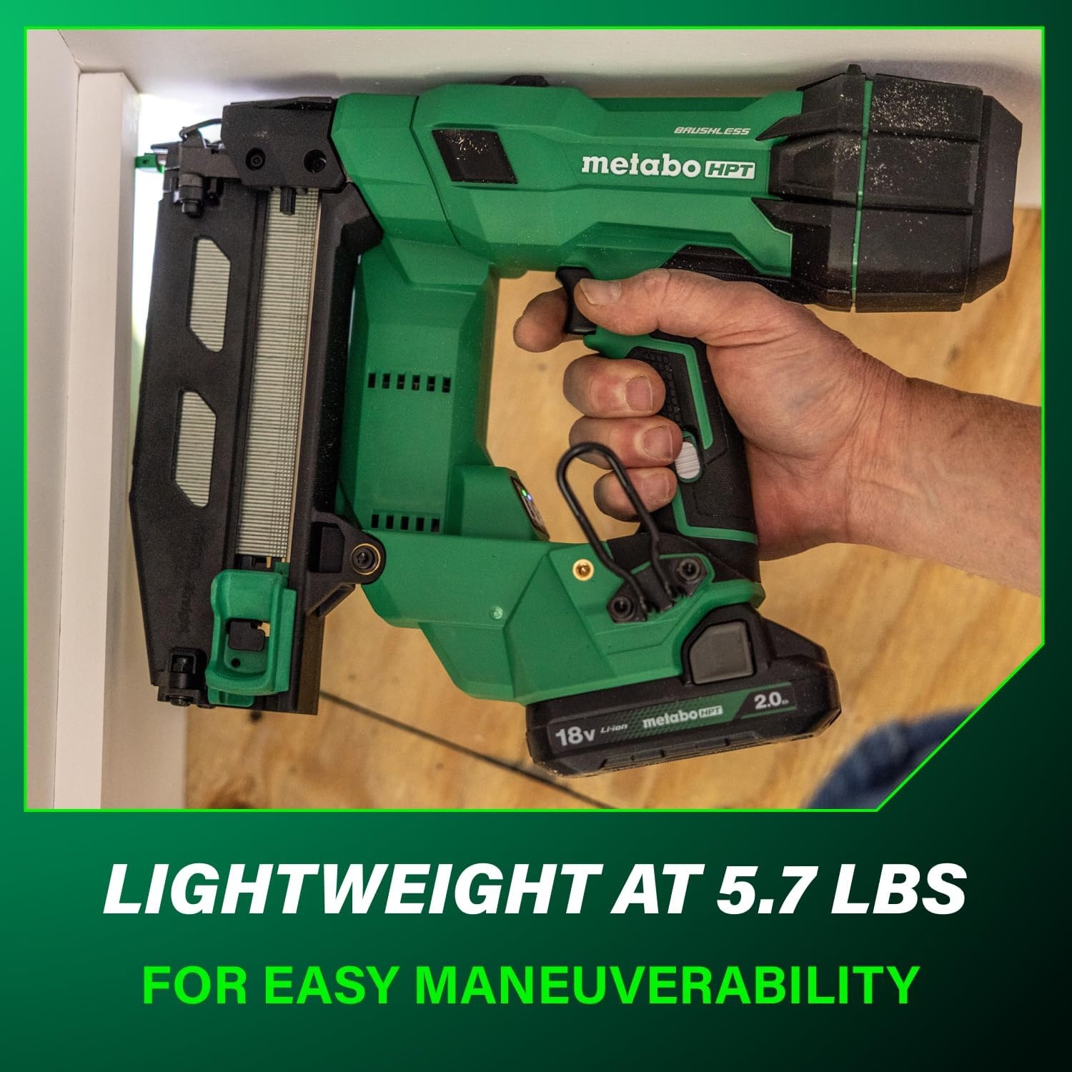 Bundle of Metabo HPT Cordless Finish Nailer Kit, 18V MultiVolt™, 16 Gauge Straight, NT1865DSA + Metabo HPT 18V/36V MultiVolt™ Battery | 2.5Ah / 5.0Ah | 380083M