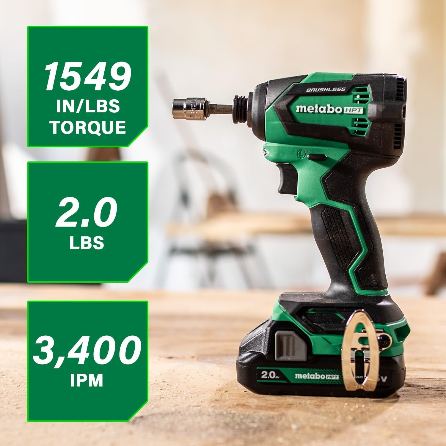 Metabo HPT 18V MultiVolt Cordless Brushless Impact Driver Kit, Compact Lightweight Impact Driver Set with 2 Lithium-Ion Metabo Batteries, Charger, 1/4-Inch Quick Change Chuck, High Torque, WH18DEX