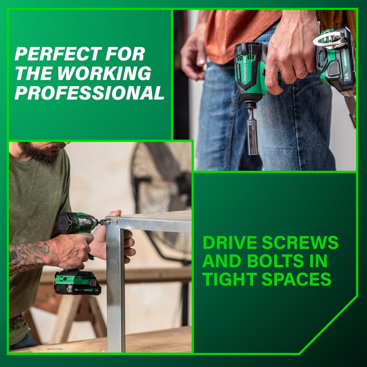 Metabo HPT 18V MultiVolt Cordless Brushless Impact Driver Kit, Compact Lightweight Impact Driver Set with 2 Lithium-Ion Metabo Batteries, Charger, 1/4-Inch Quick Change Chuck, High Torque, WH18DEX